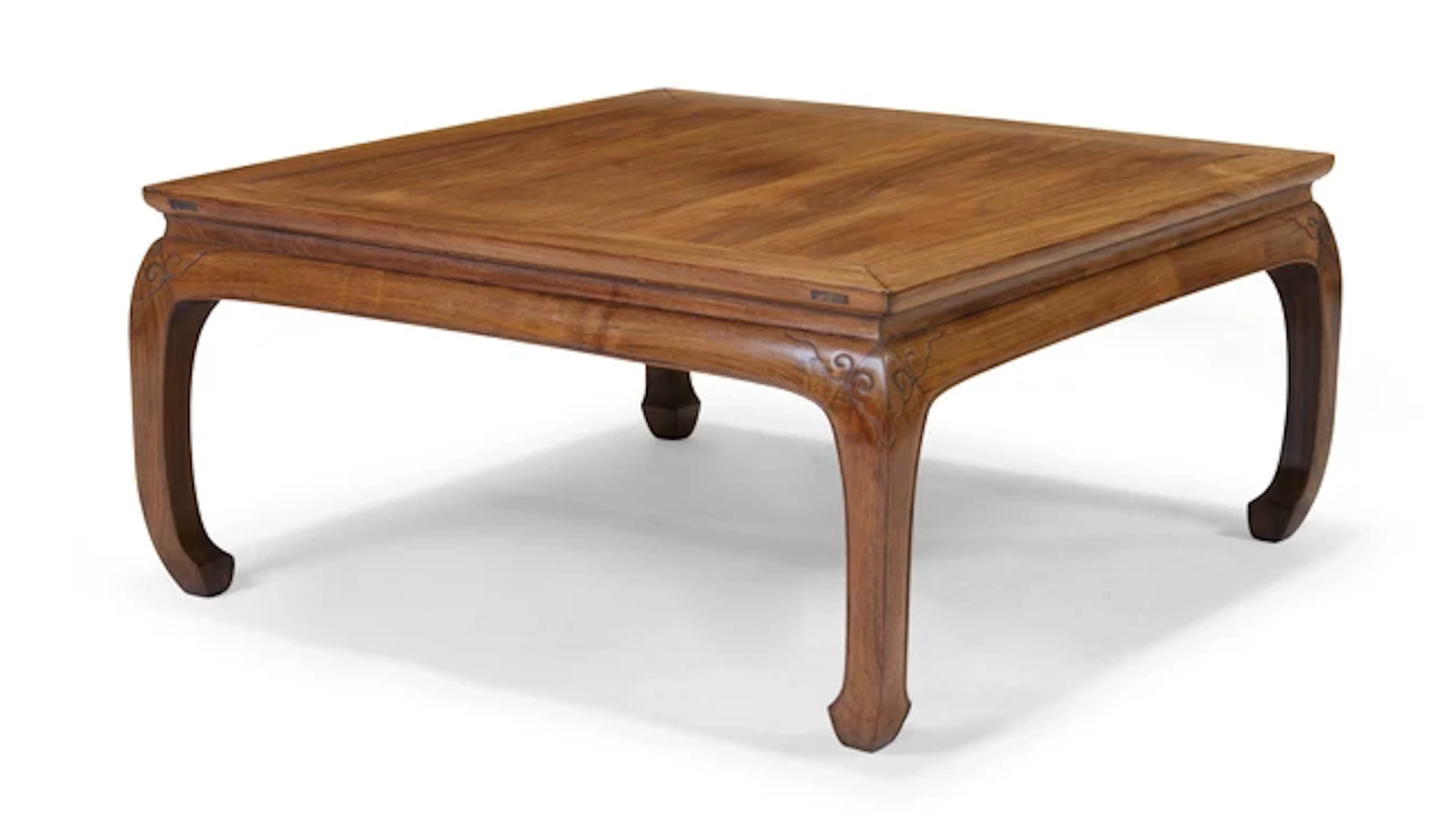A large and rare Chinese huanghuali square corner low table