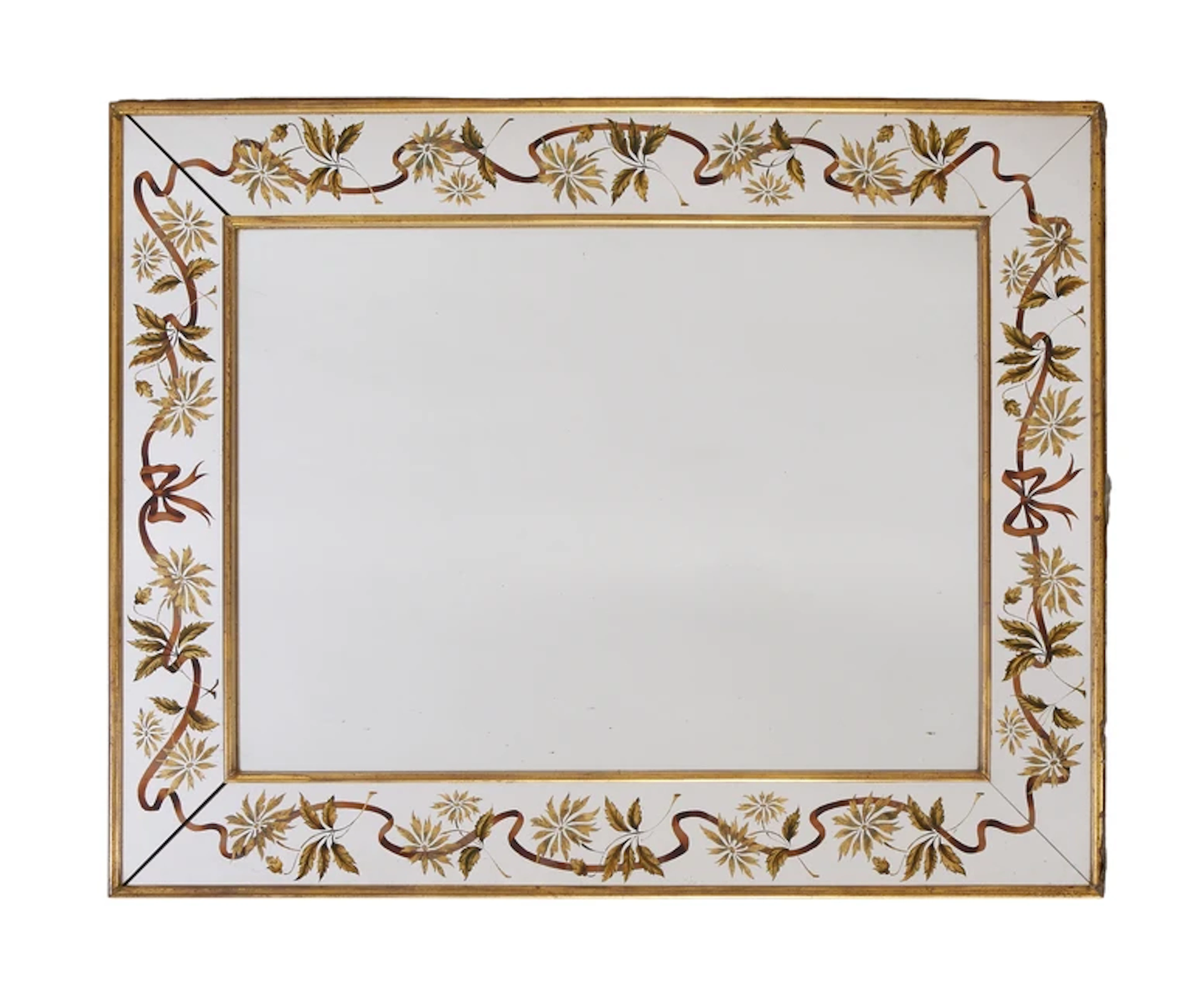 French Verre Eglomisé overmantel mirror