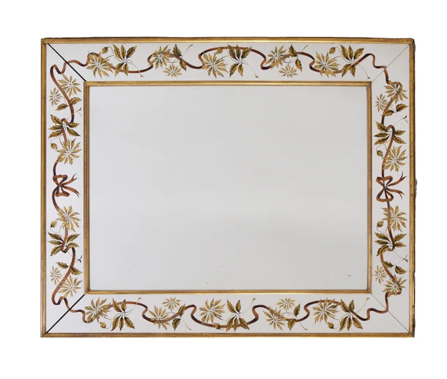 French Verre Eglomisé overmantel mirror