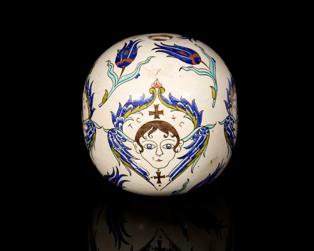 An ovoid pottery hanging ornament