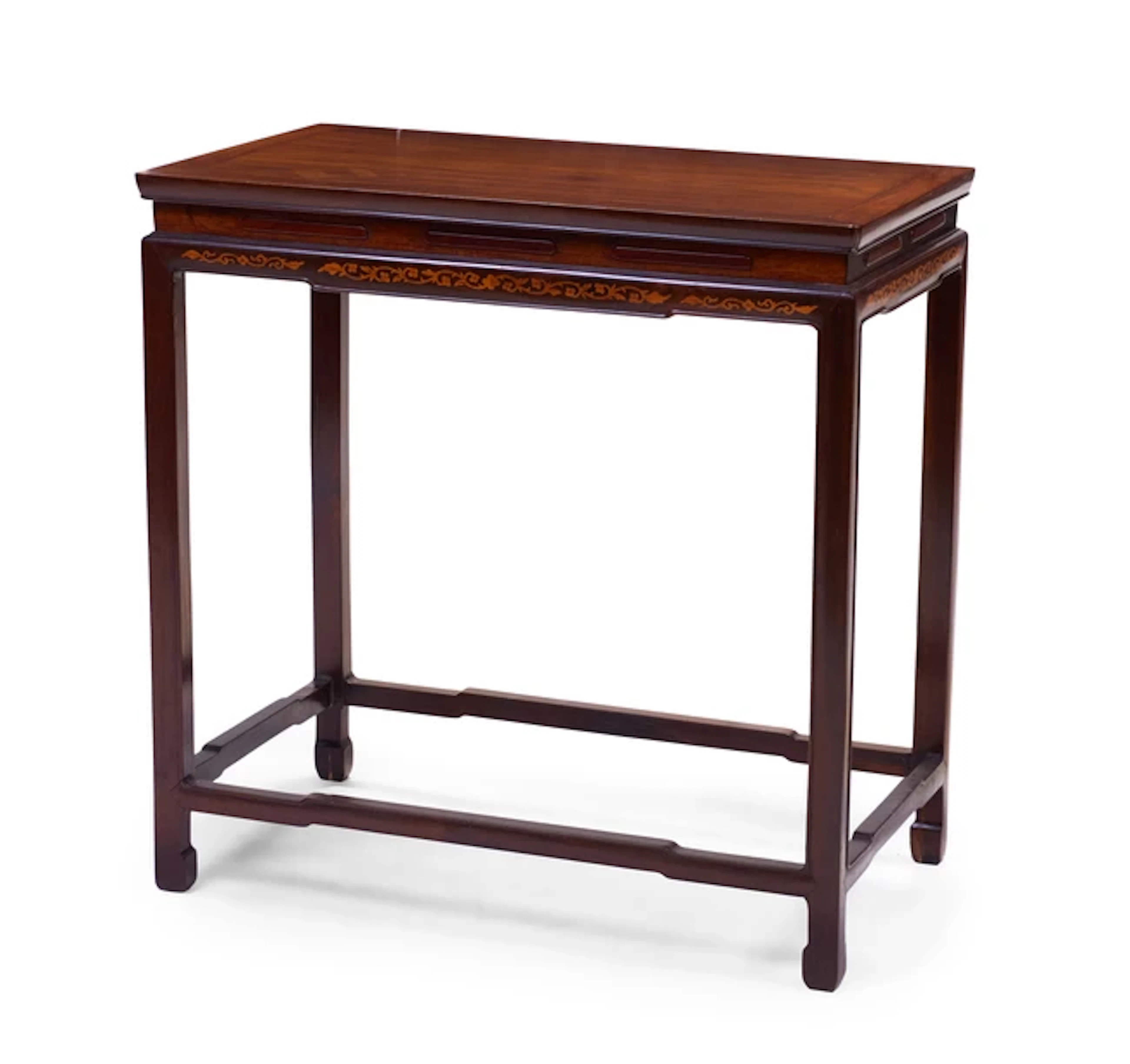 A Chinese inlaid huanghuali incense stand Qing dynasty