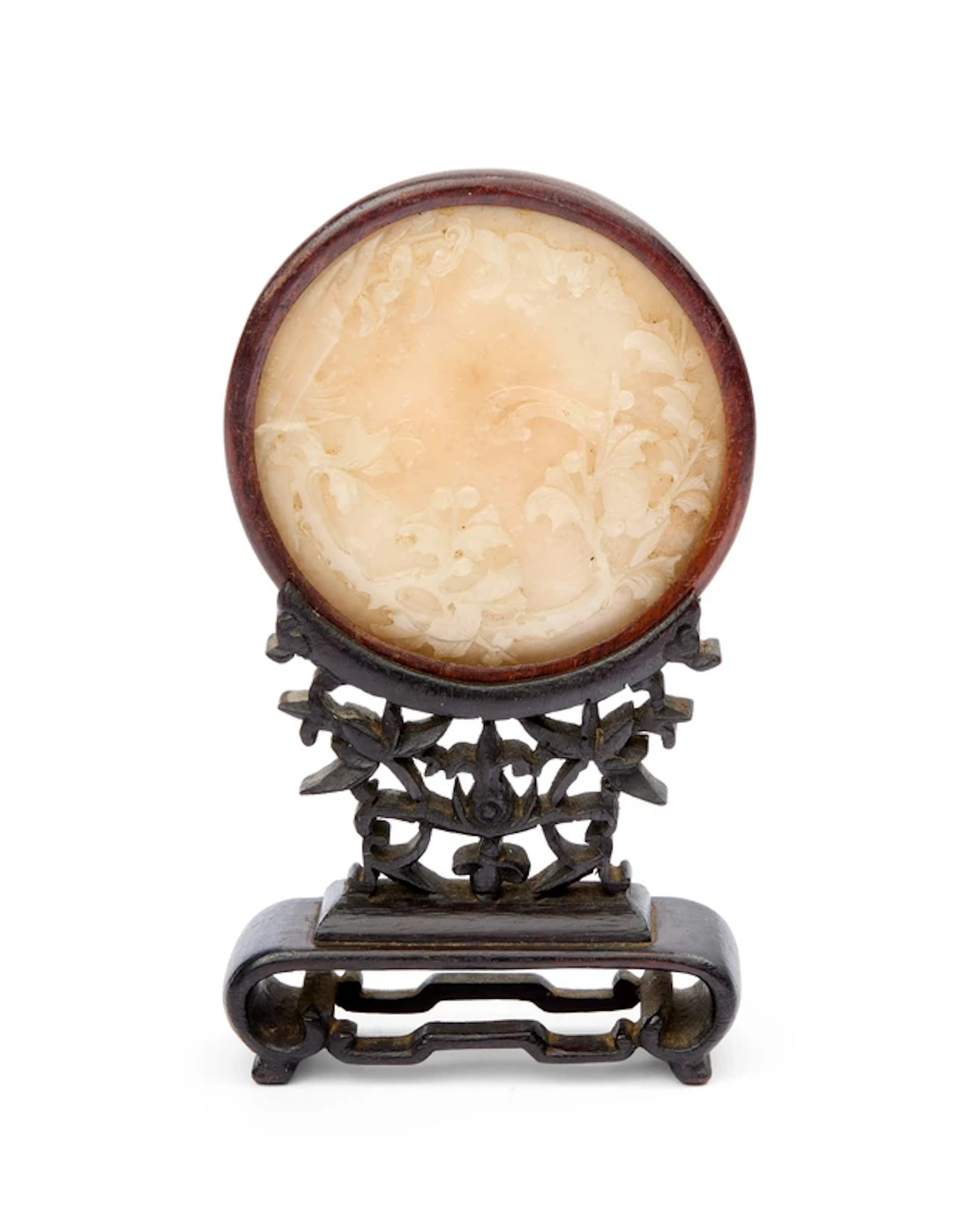 A Chinese creamy-white jade circular plaque Qing dynasty