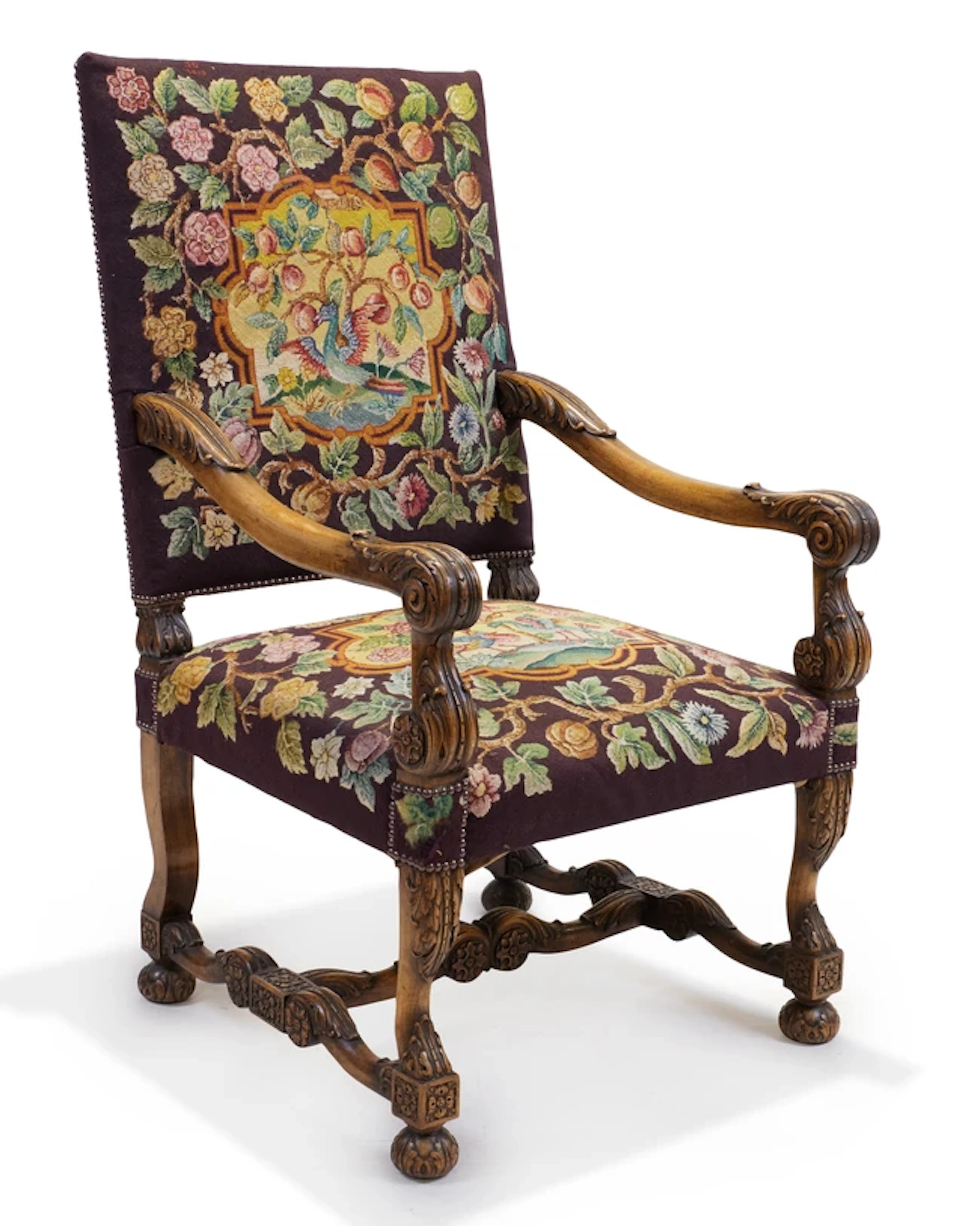 A French carved beech armchair