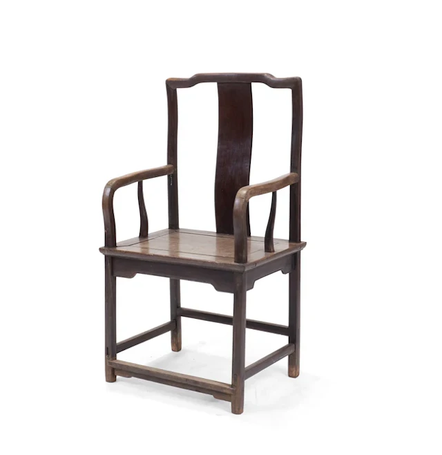 A Chinese square member armchair 20th century Carved with...