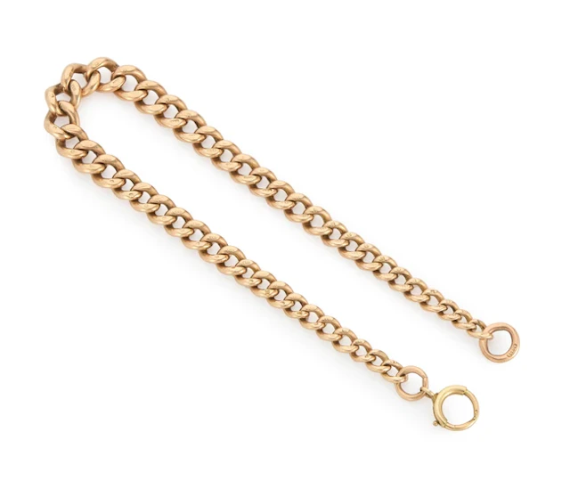 An early 20th century 9ct gold graduated curb link bracelet