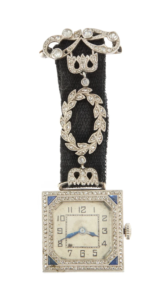 An early 20th century platinum manual wind fob watch