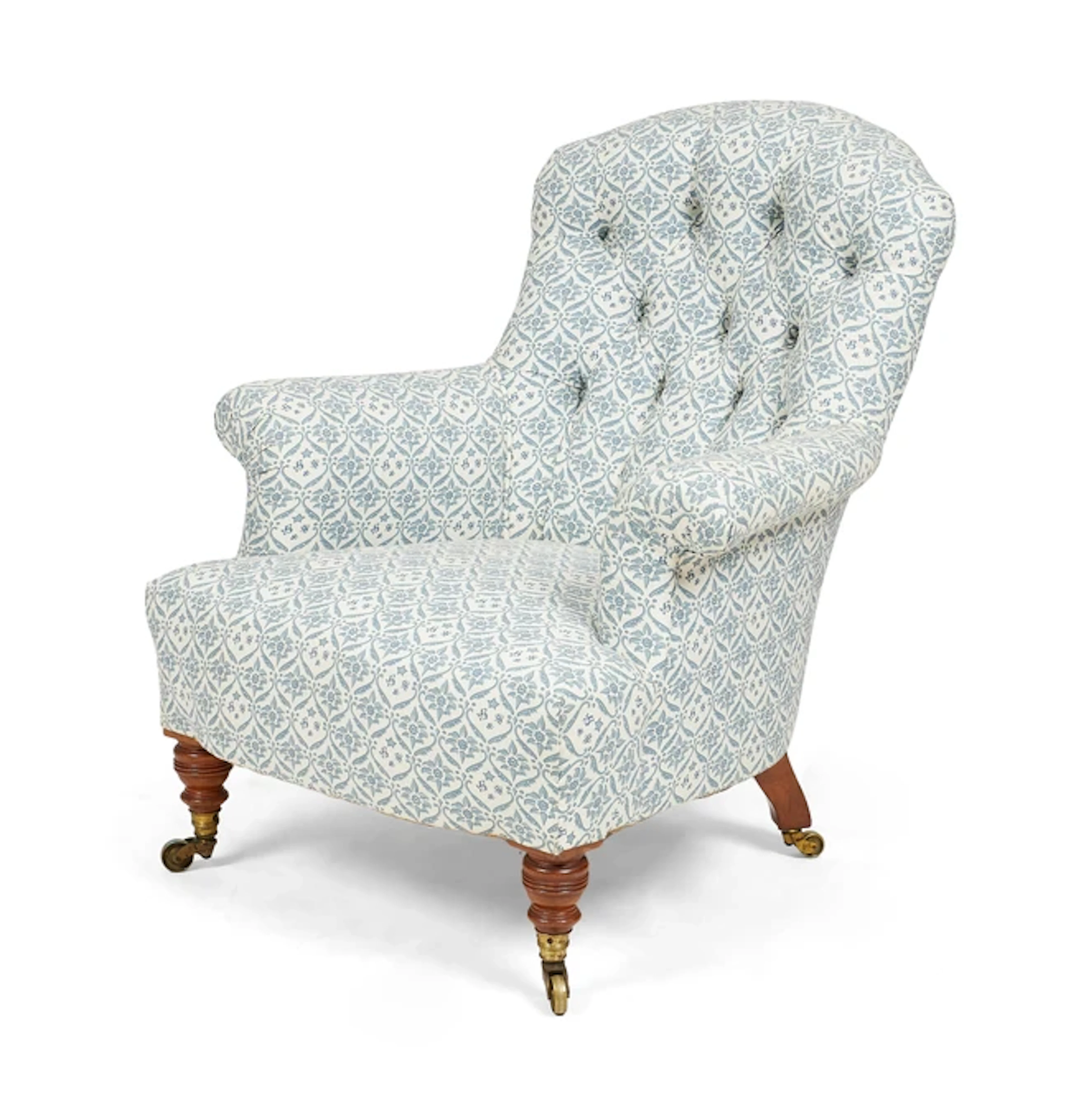 A Victorian Howard & Sons walnut easy armchair