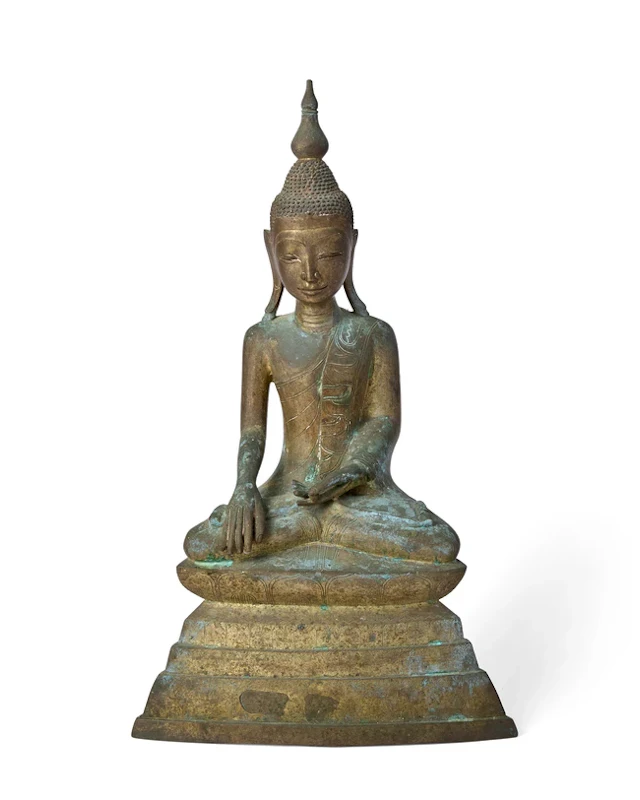 A Thai bronze figure of seated Buddha 20th century Cast...