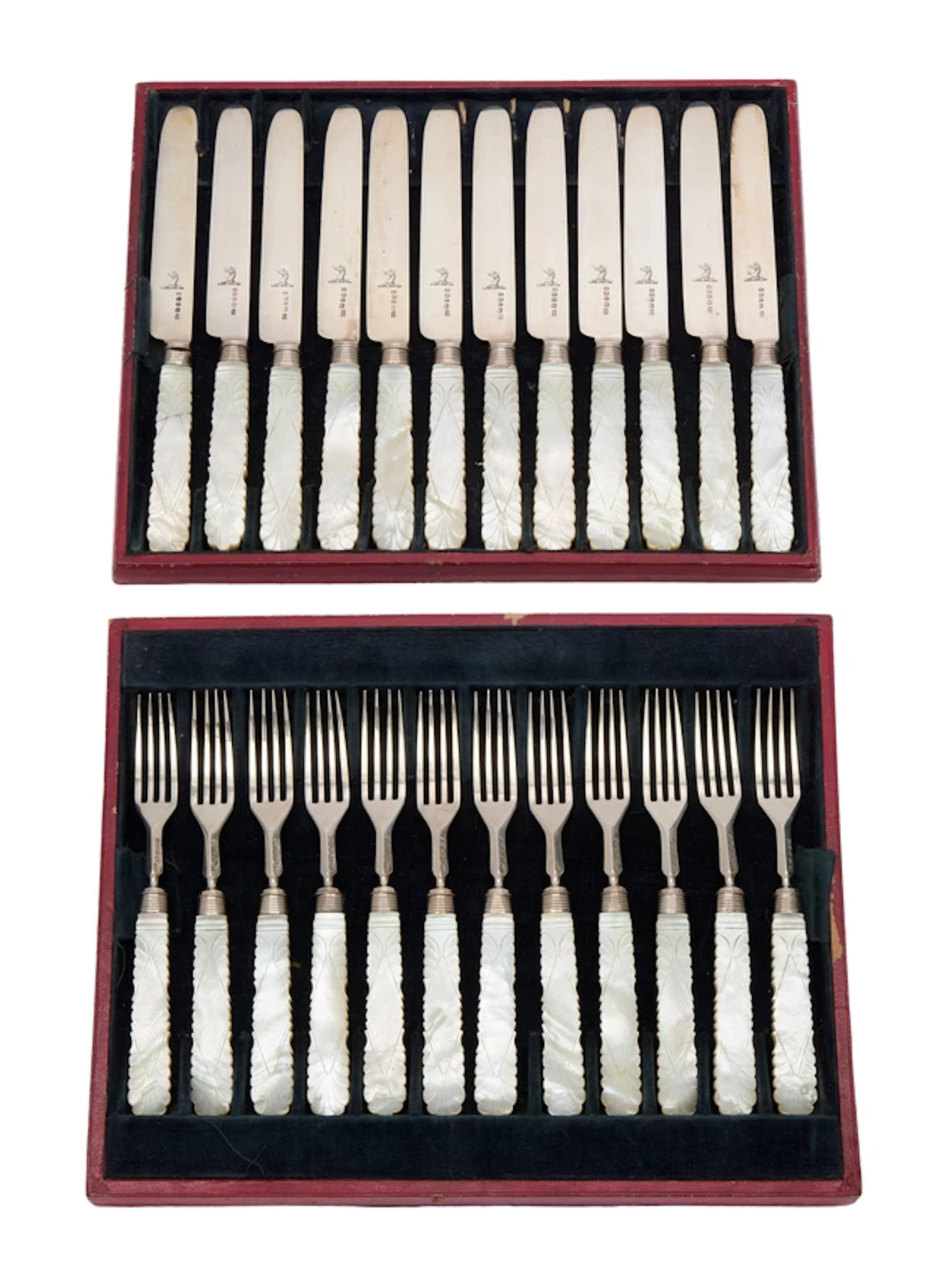 A set of George IV silver dessert knives and forks