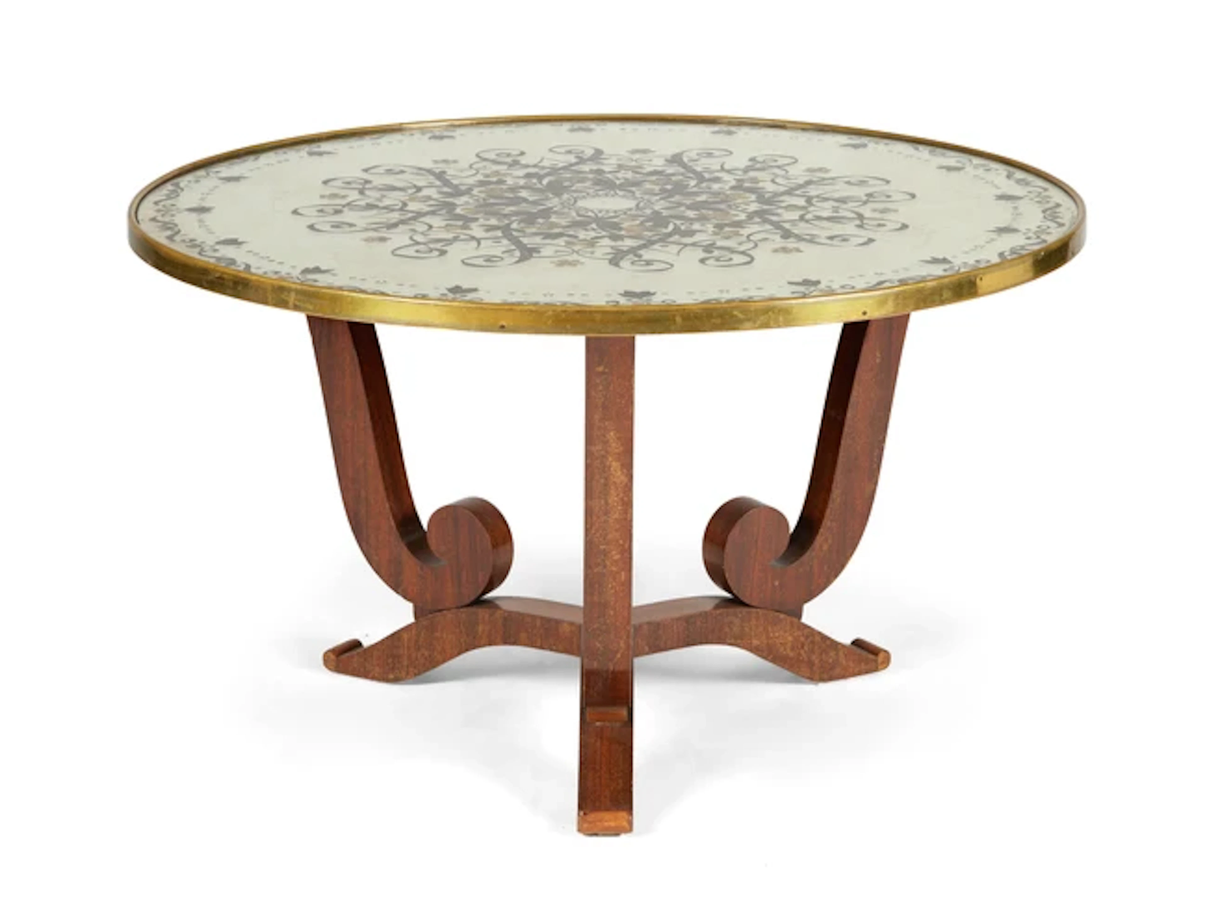 Jules Leleu (1883-1961) Circular mirrored table