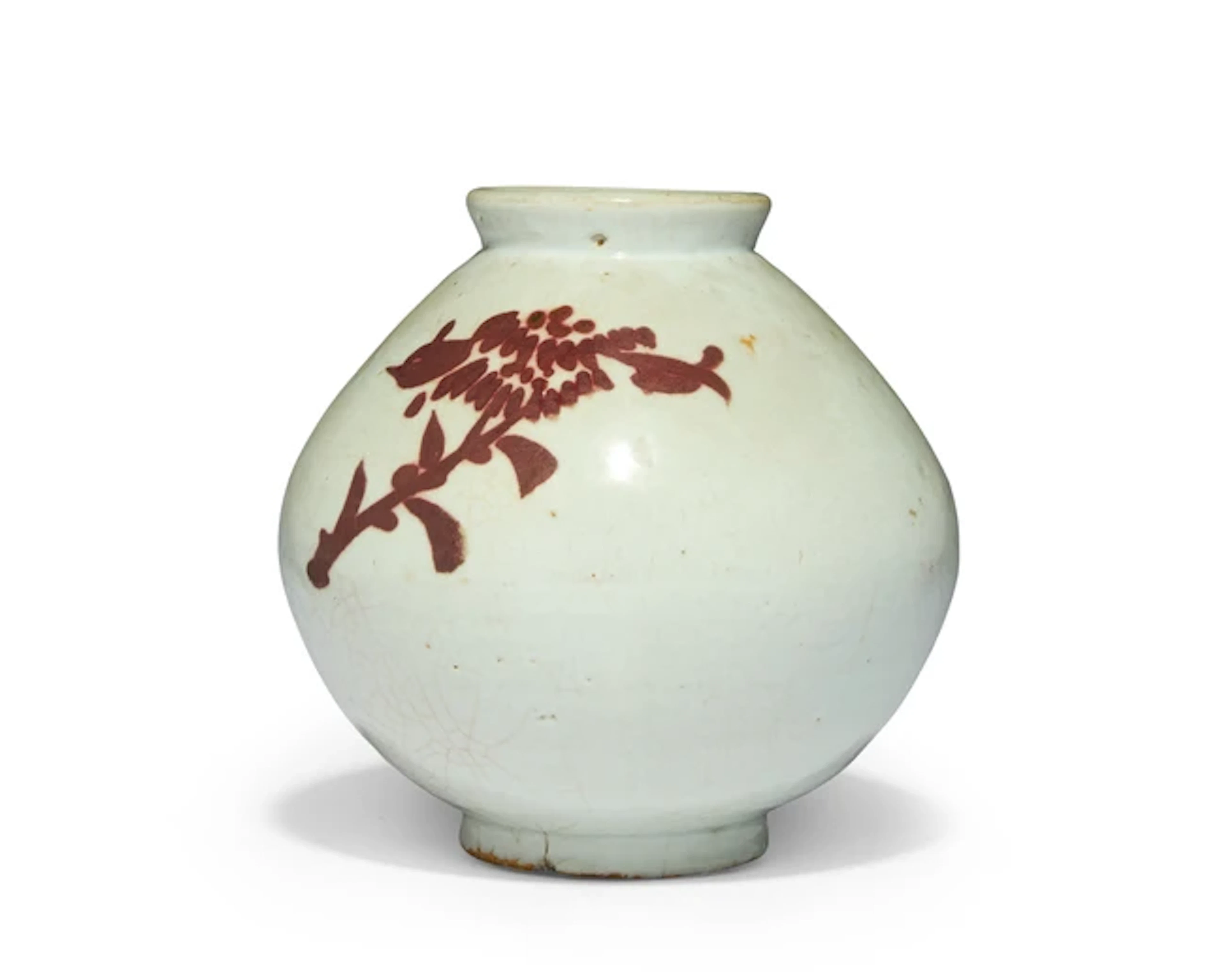 A Korean copper-red decorated white-glazed jar Joseon dynasty