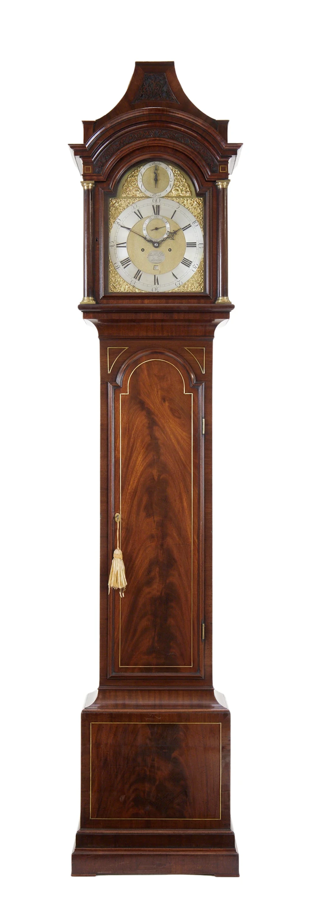 A George II brass-inlaid mahogany longcase clock