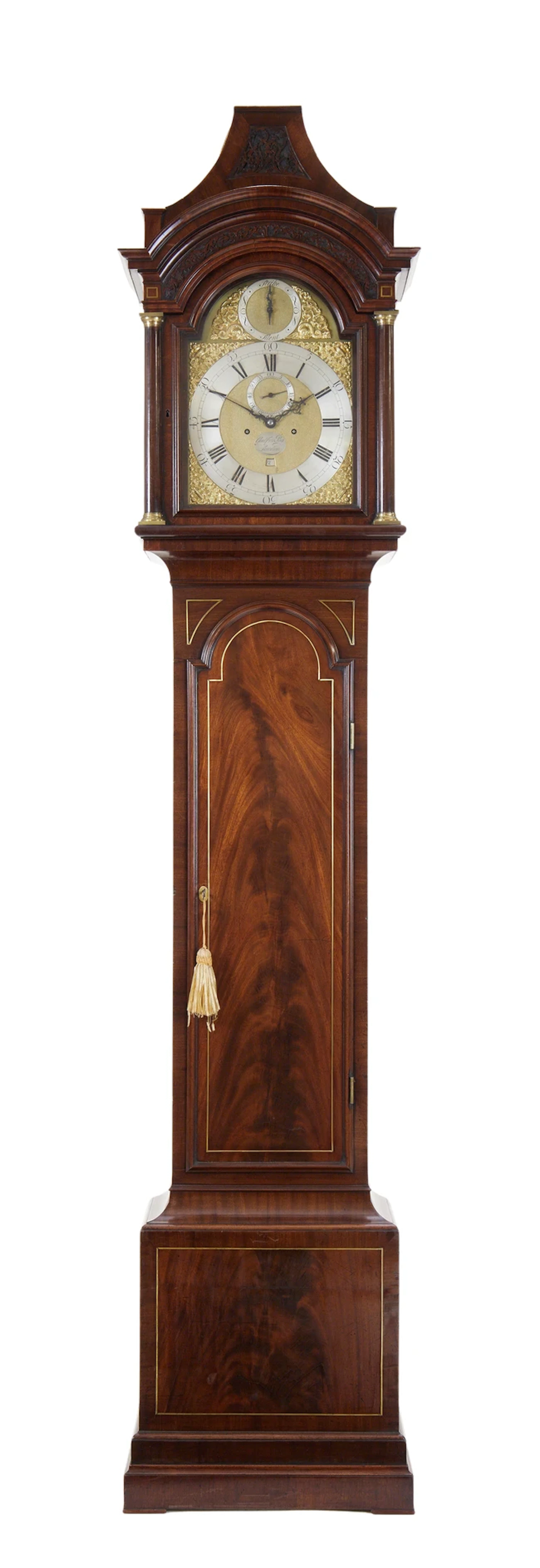 A George II brass-inlaid mahogany longcase clock