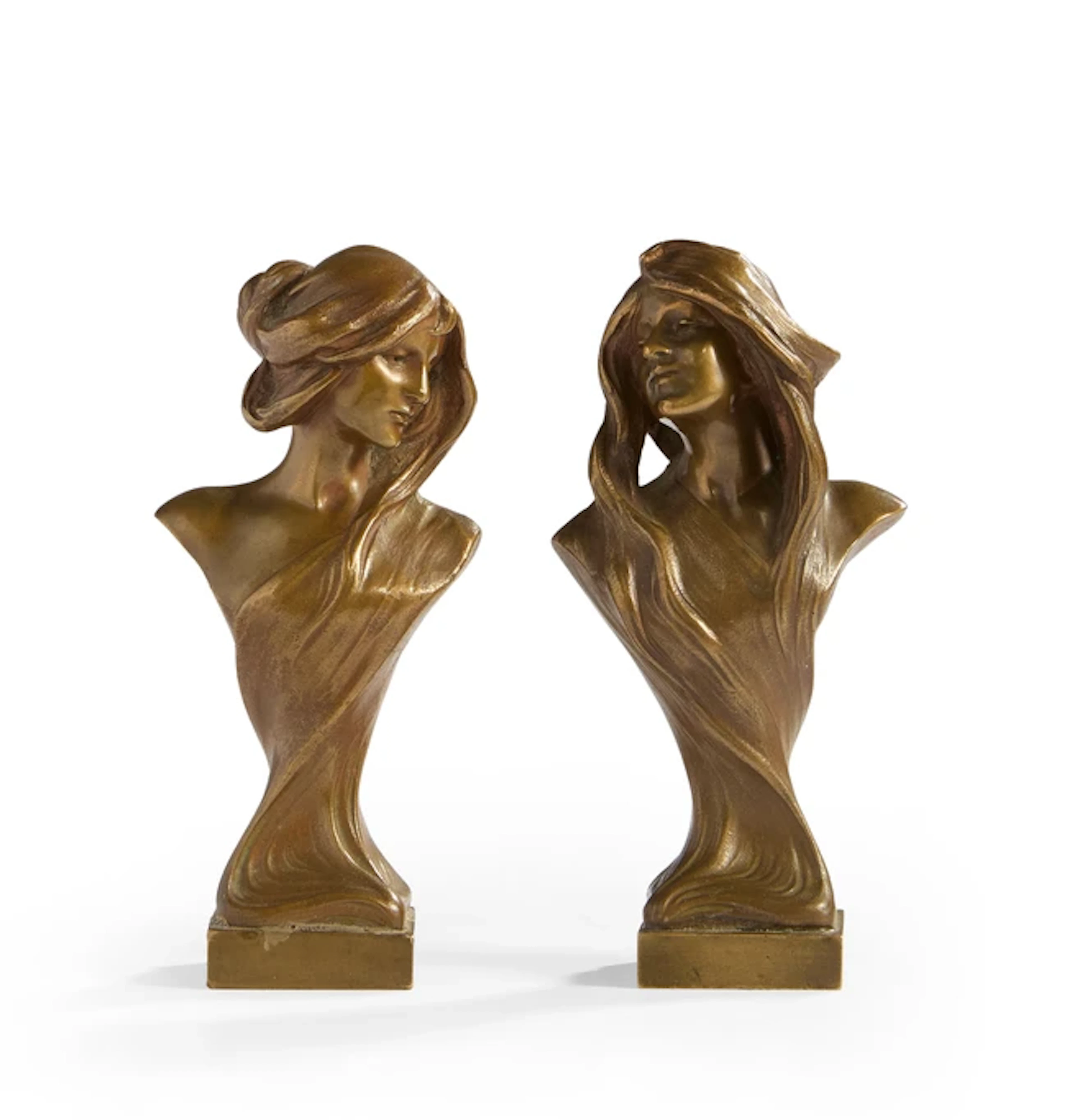Franz Gruber (1878-1945) Pair of Art Nouveau busts