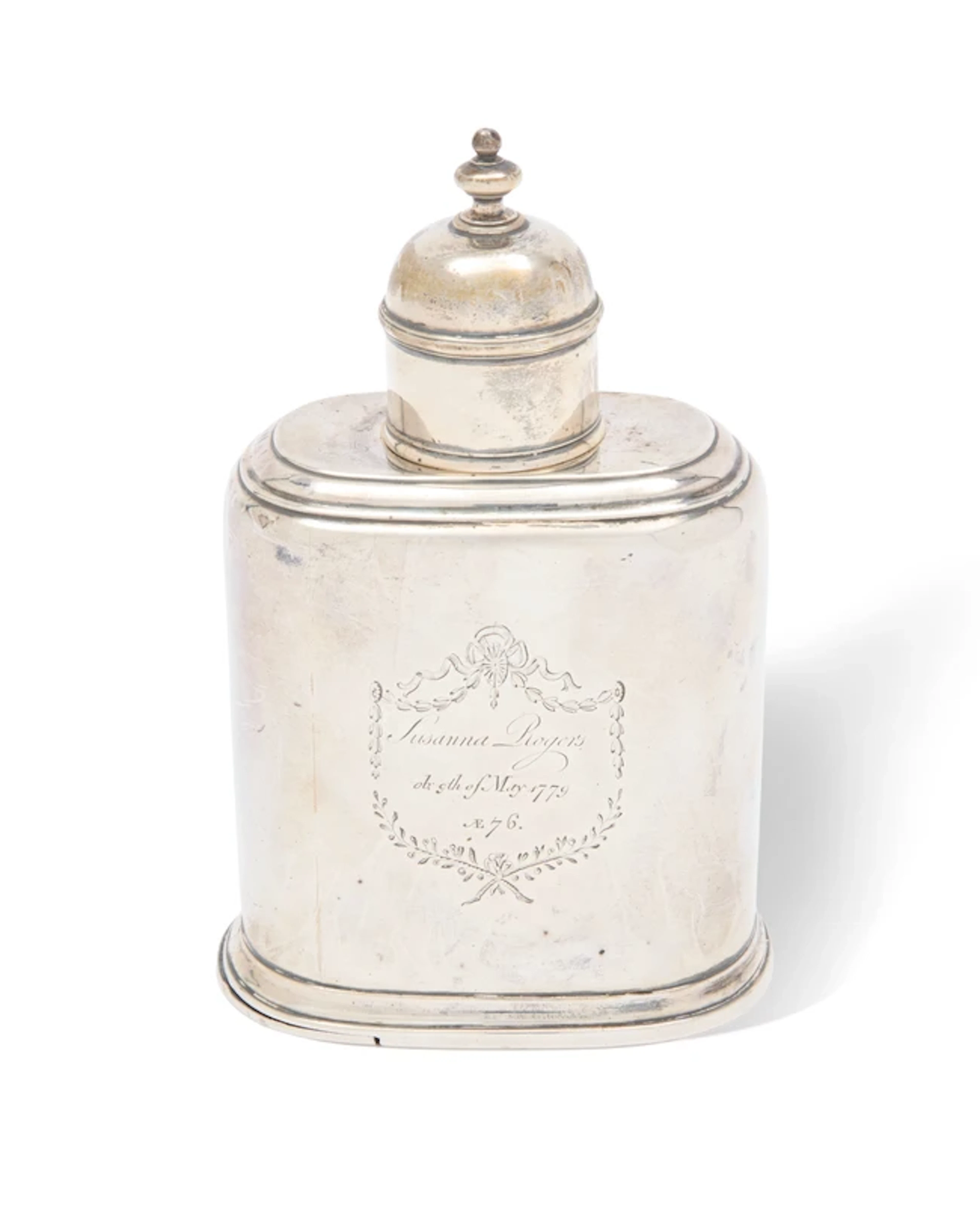 A George II silver tea caddy