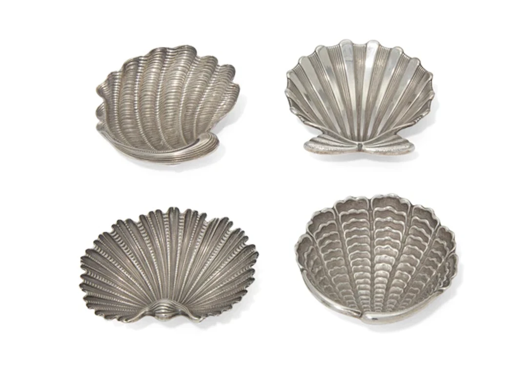 Four Buccellati silver shell dishes