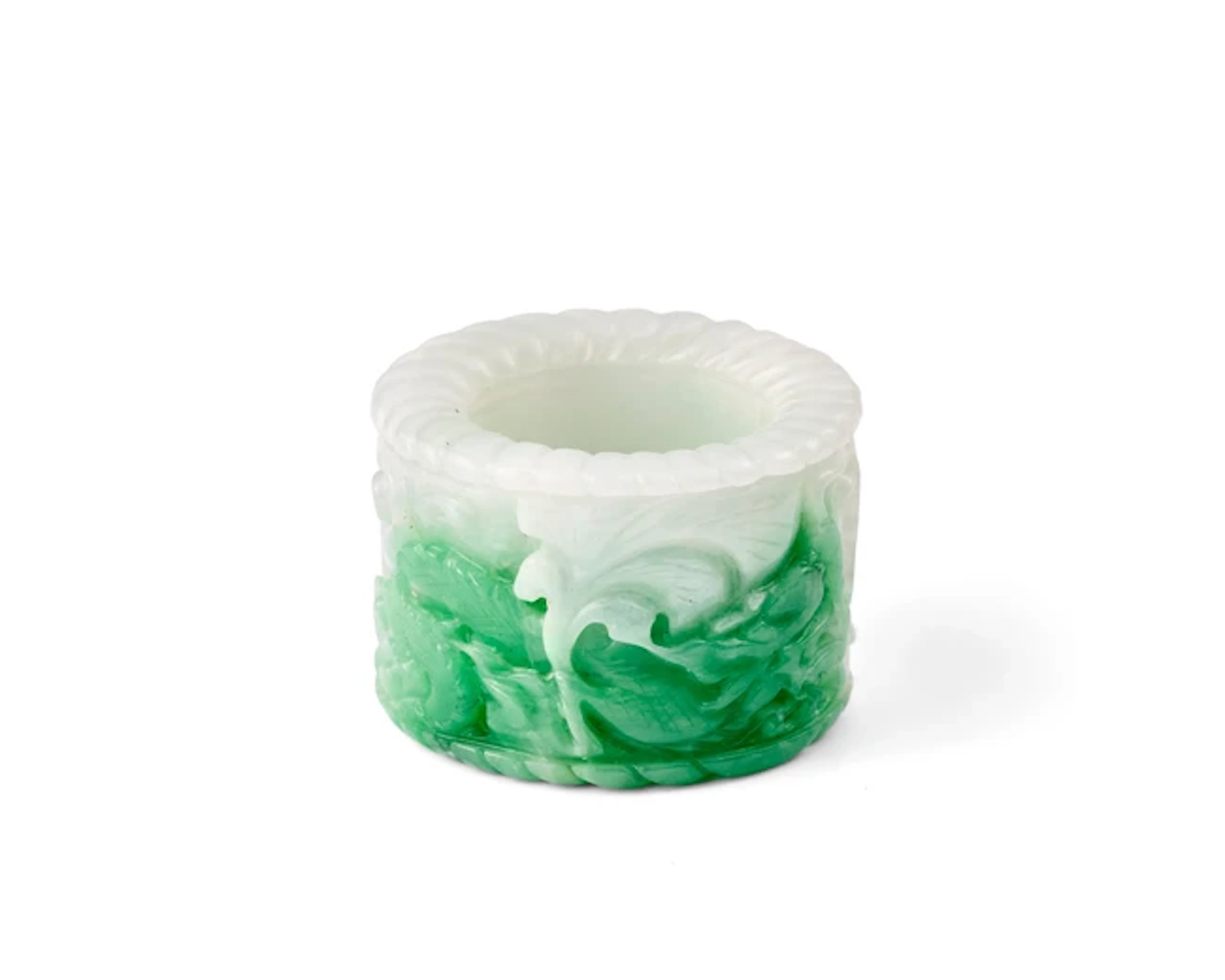 A Chinese jadeite thumb ring Late Qing dynasty/Republic...