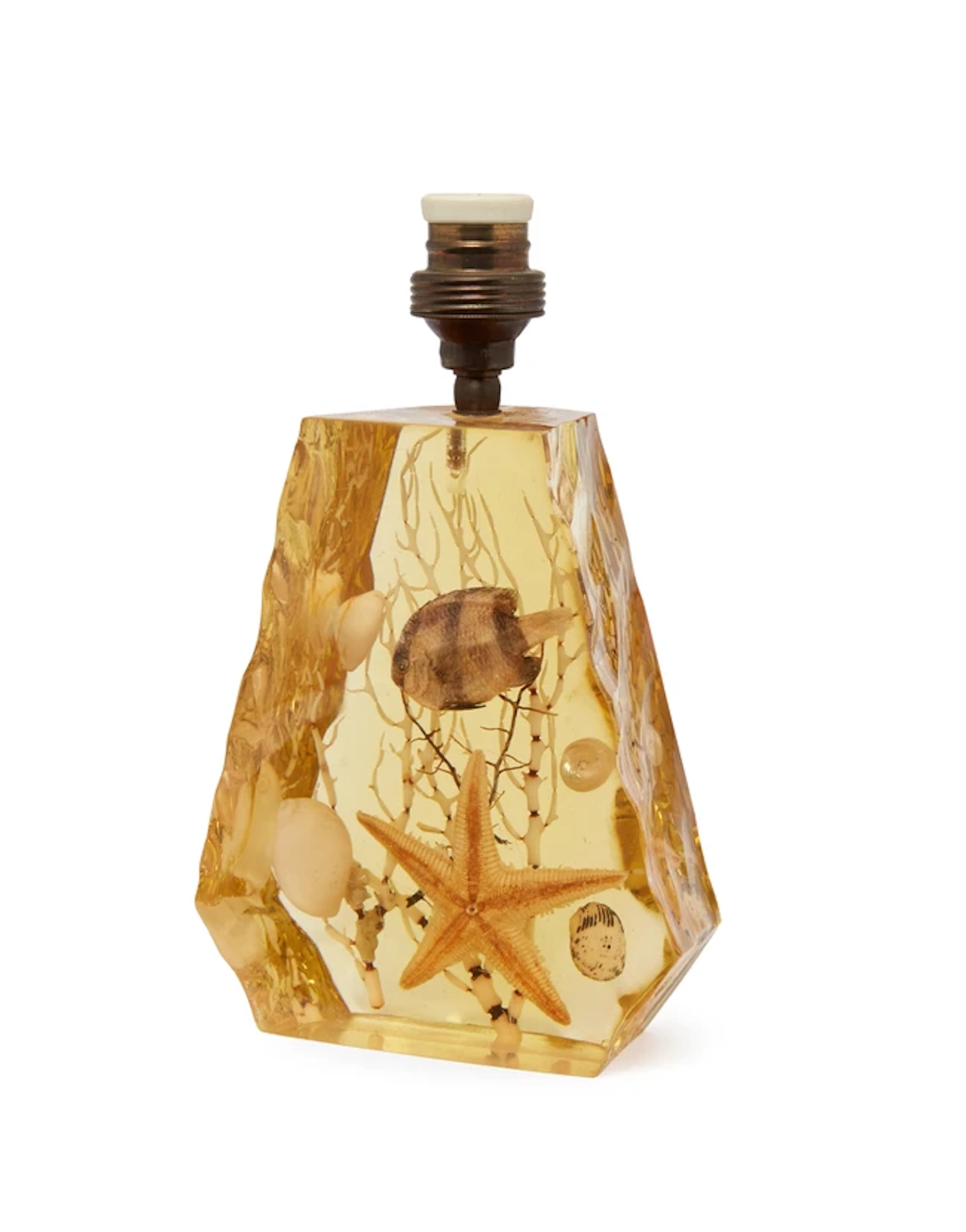 French Resin lamp with fish and coral