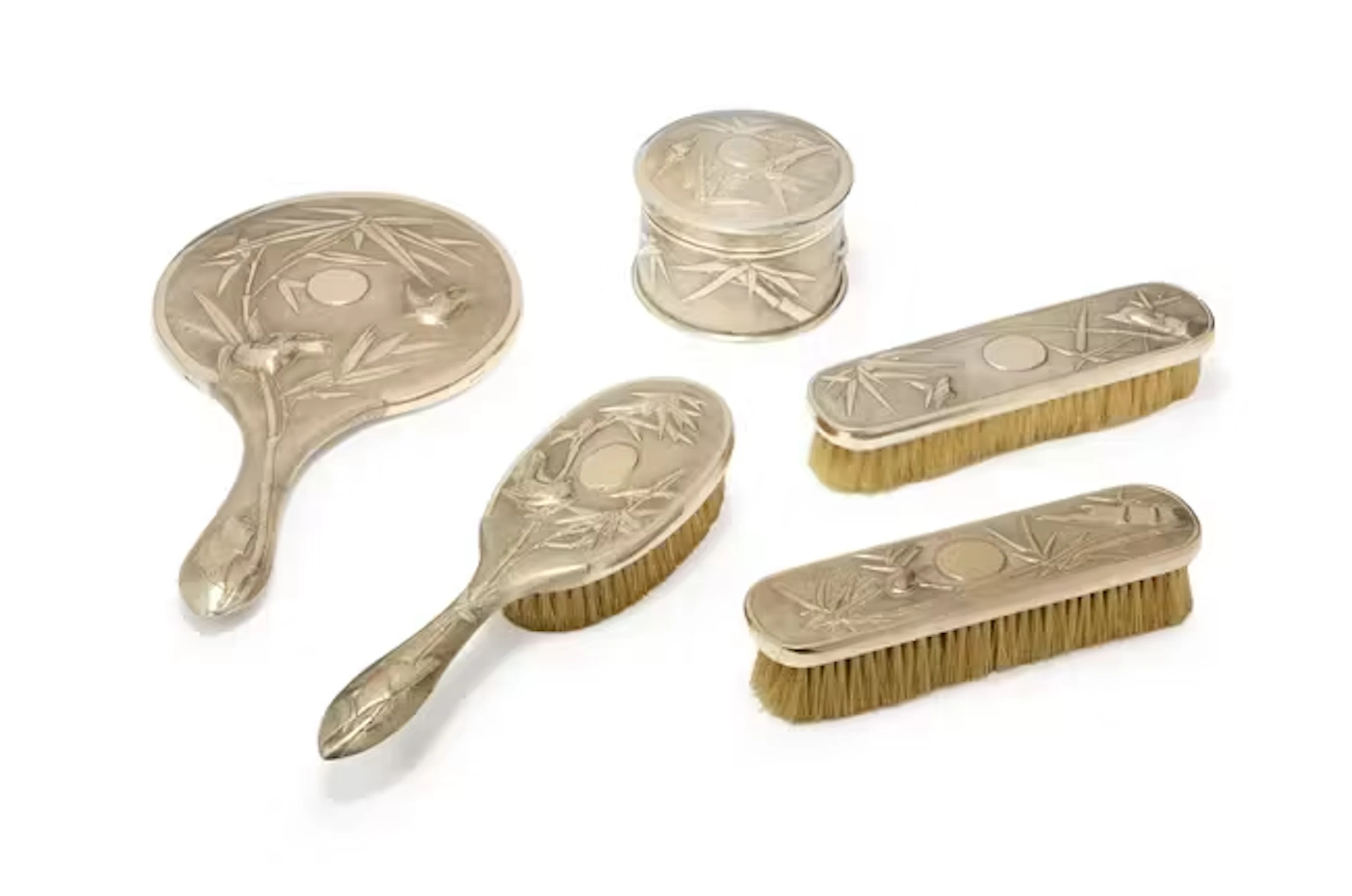 A Chinese silver dressing table set Late Qing dynasty