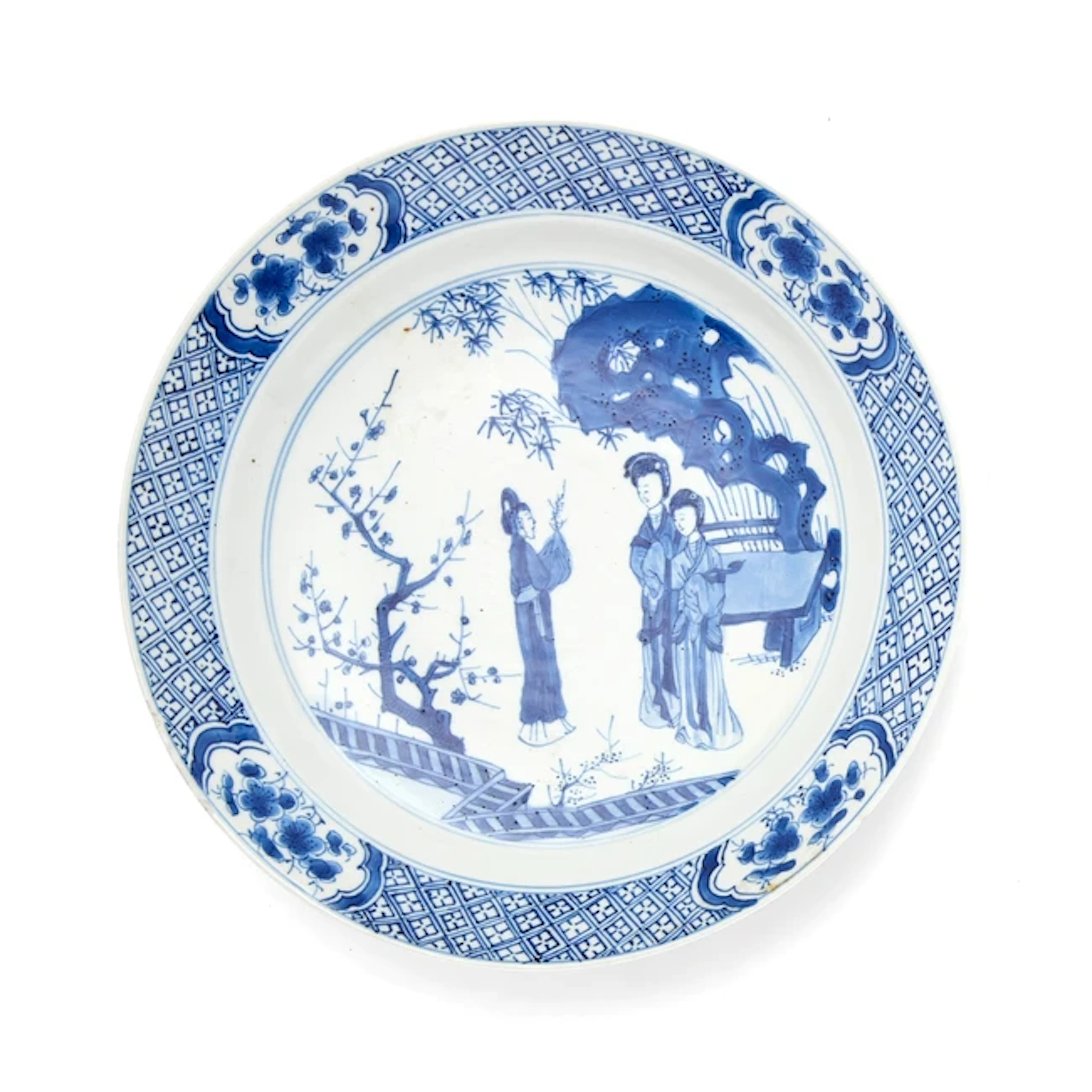 A Chinese blue and white 'ladies' dish Qing dynasty
