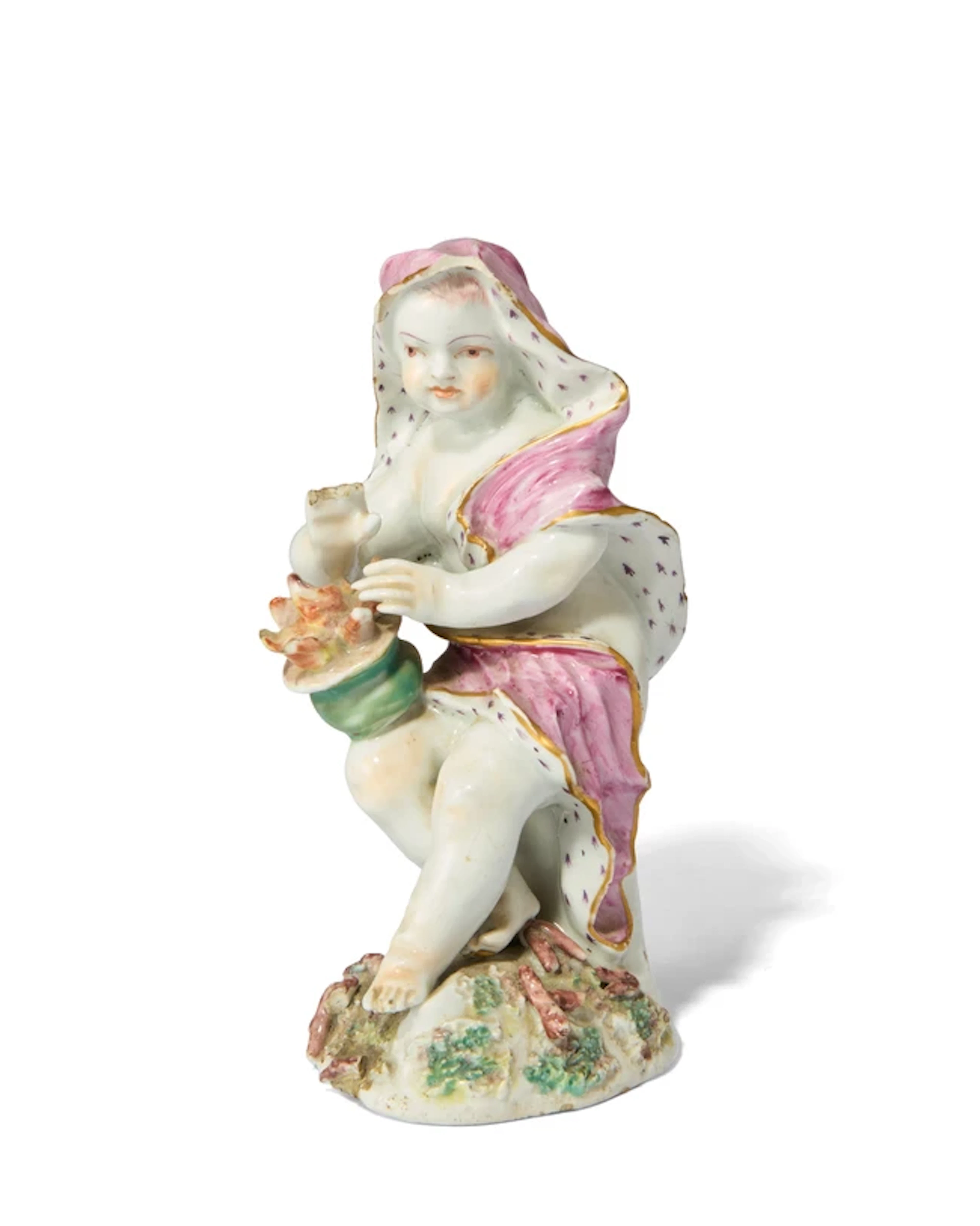 A Derby porcelain allegorical figure of Winter from the 'Infant Seasons' series