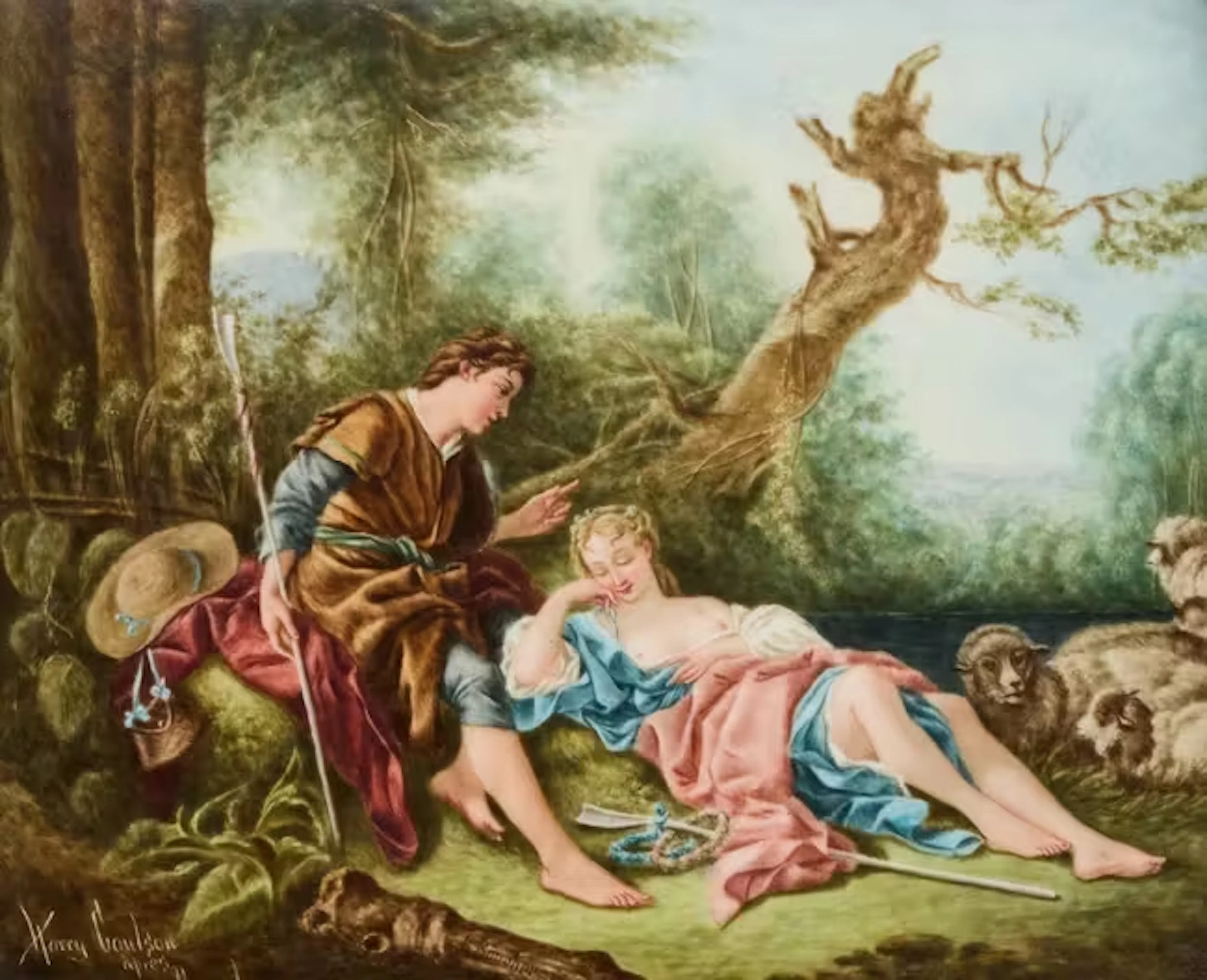 A French porcelain rectangular plaque