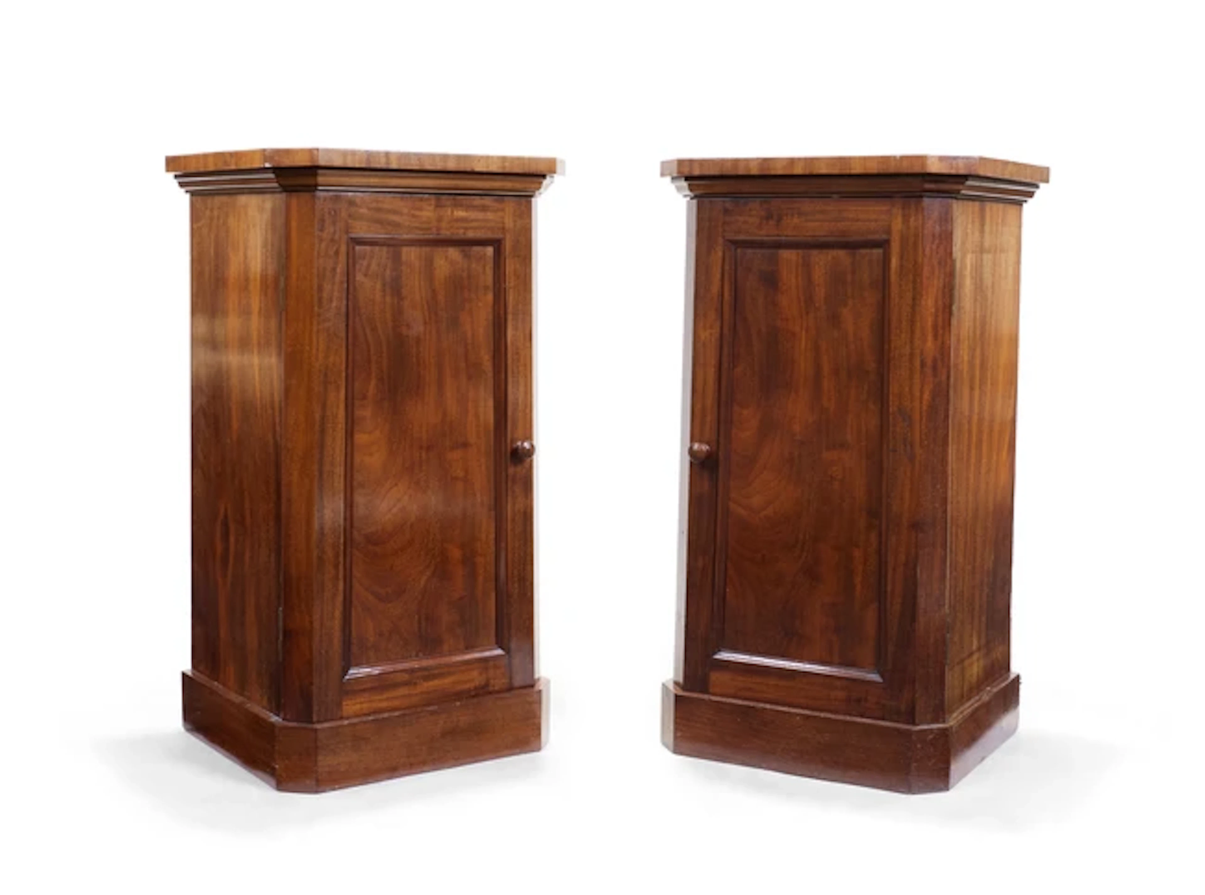 A pair of Victorian mahogany bedside cabinets