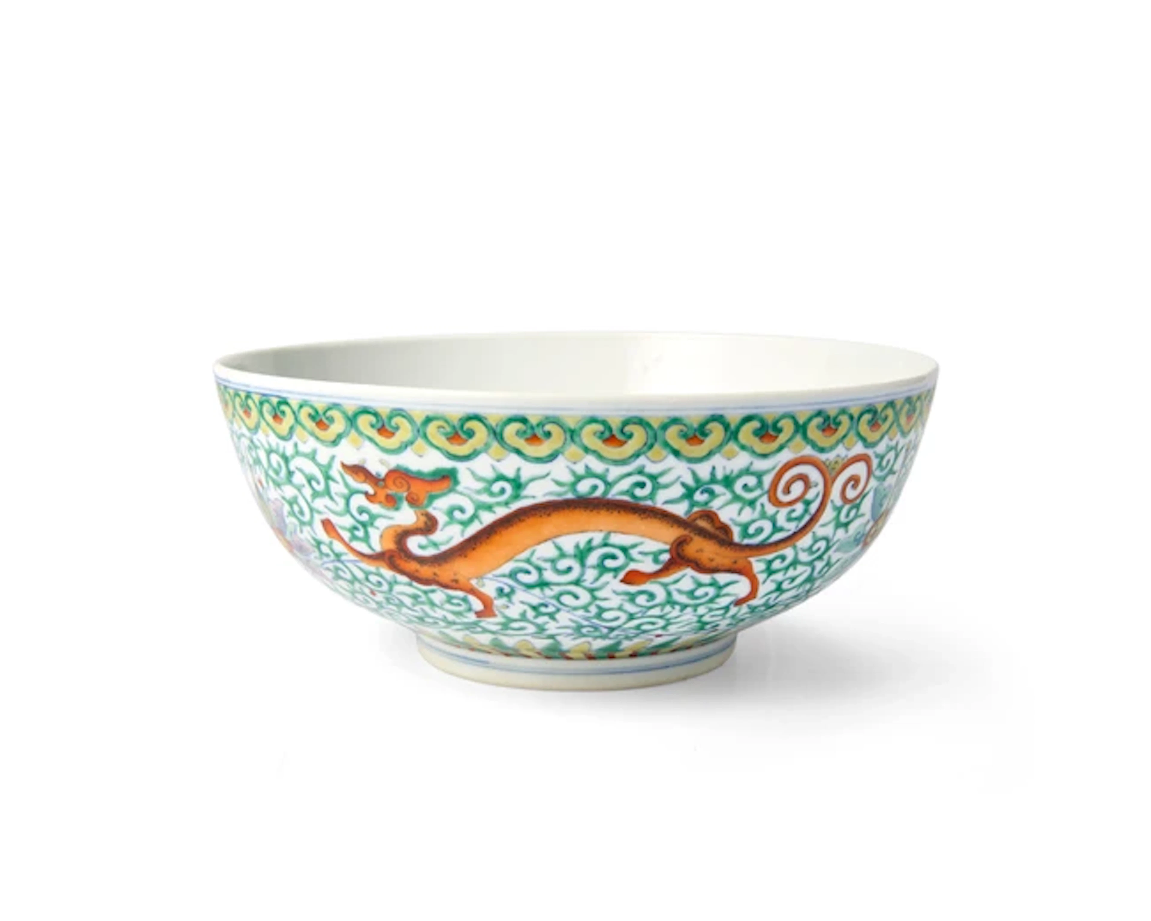 A Chinese famille verte 'dragons' bowl Qing dynasty