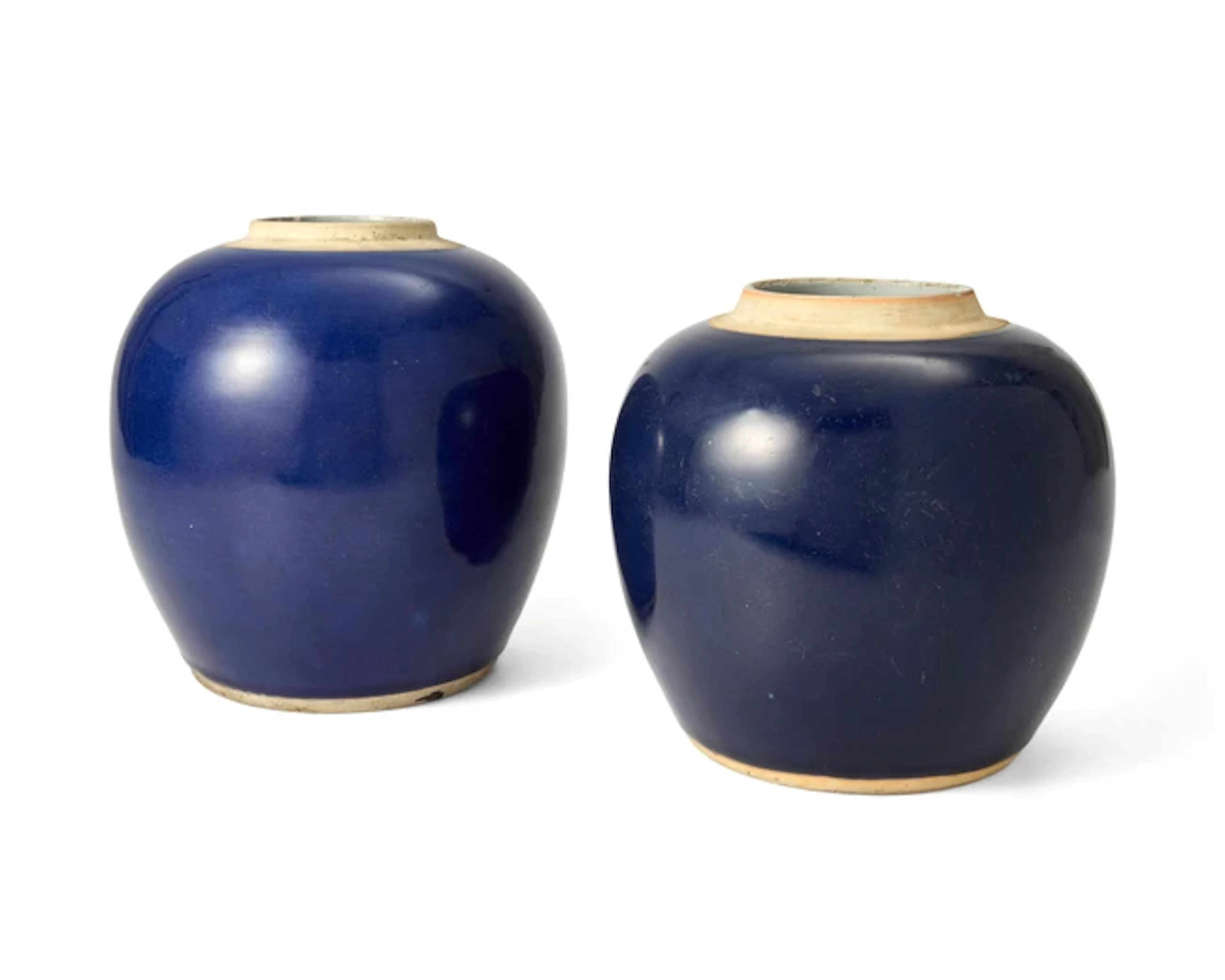 Two Chinese blue glazed jars Qing dynasty