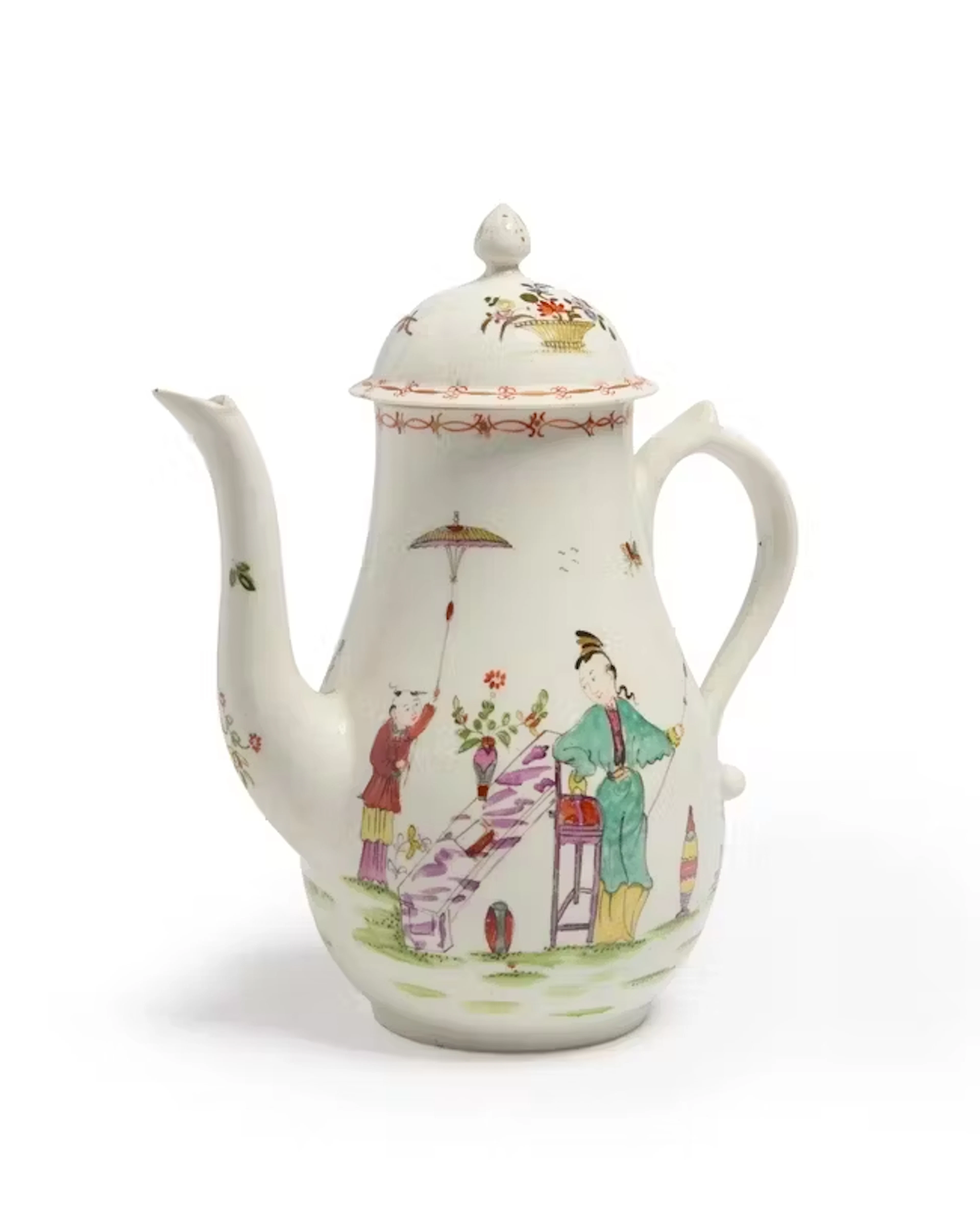A Derby porcelain baluster coffee pot and cover