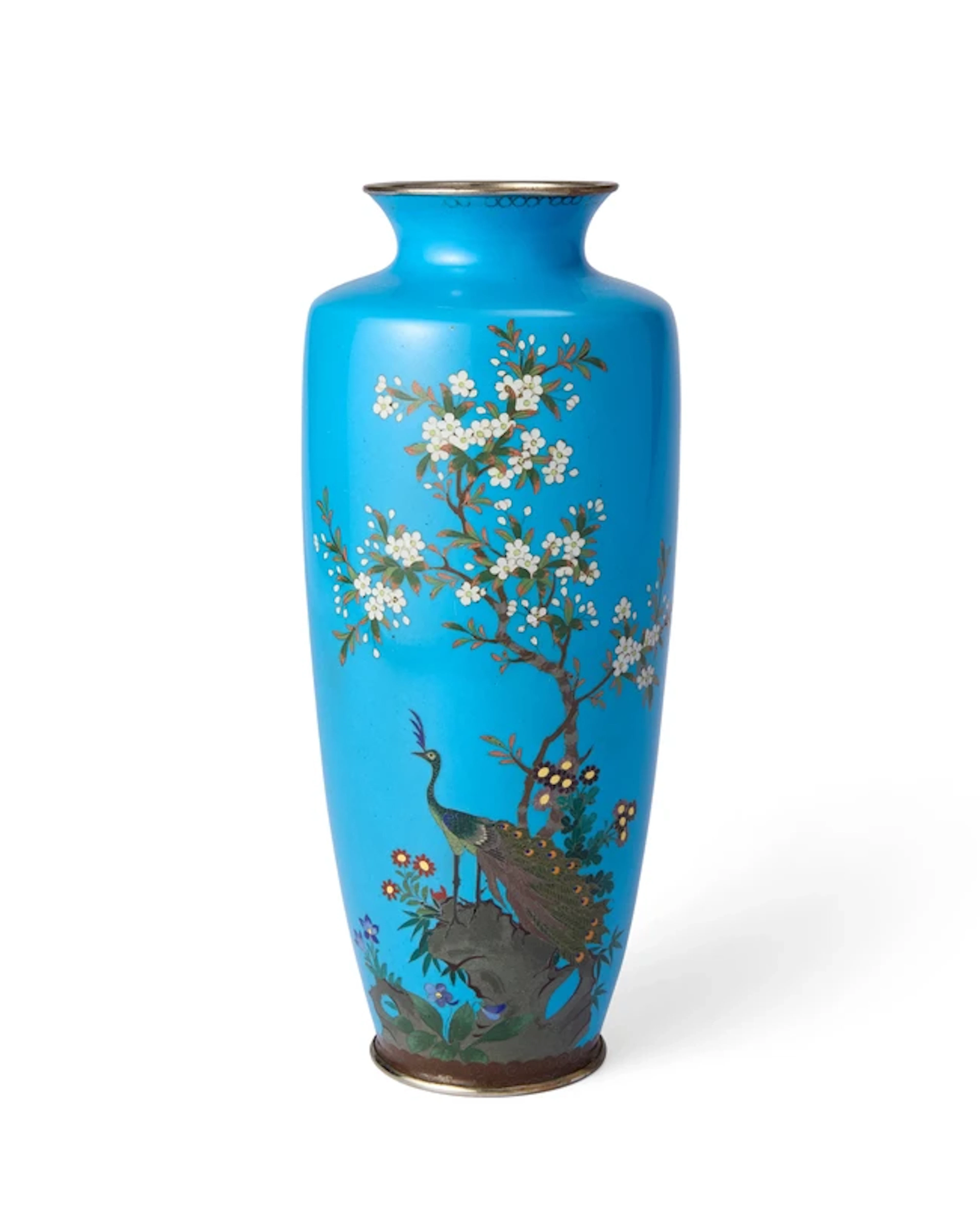 A Japanese cloisonné enamel vase Meiji period Decorated...