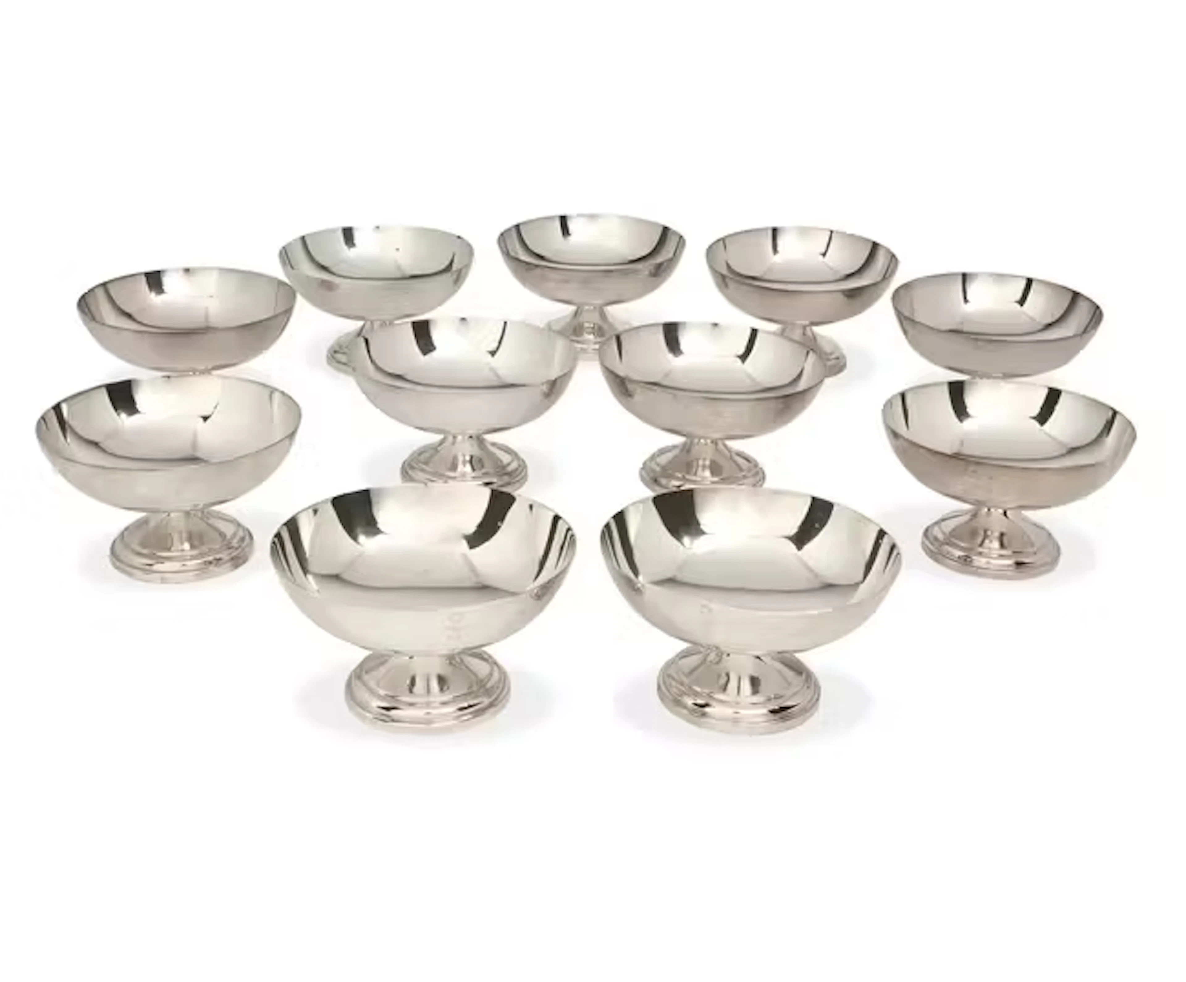 Eleven French silver-plated pedestal bowls