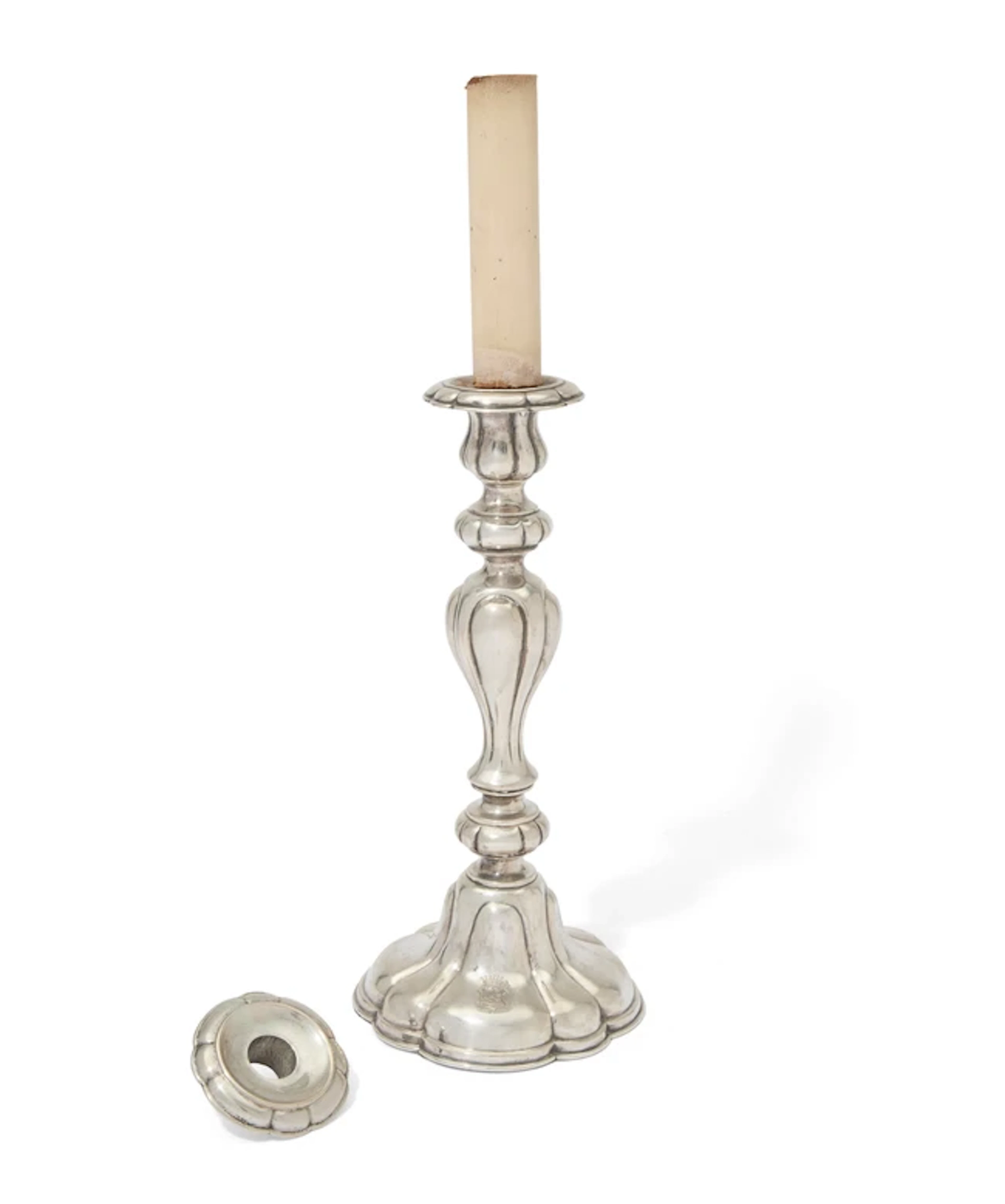 A Continental silver table lamp