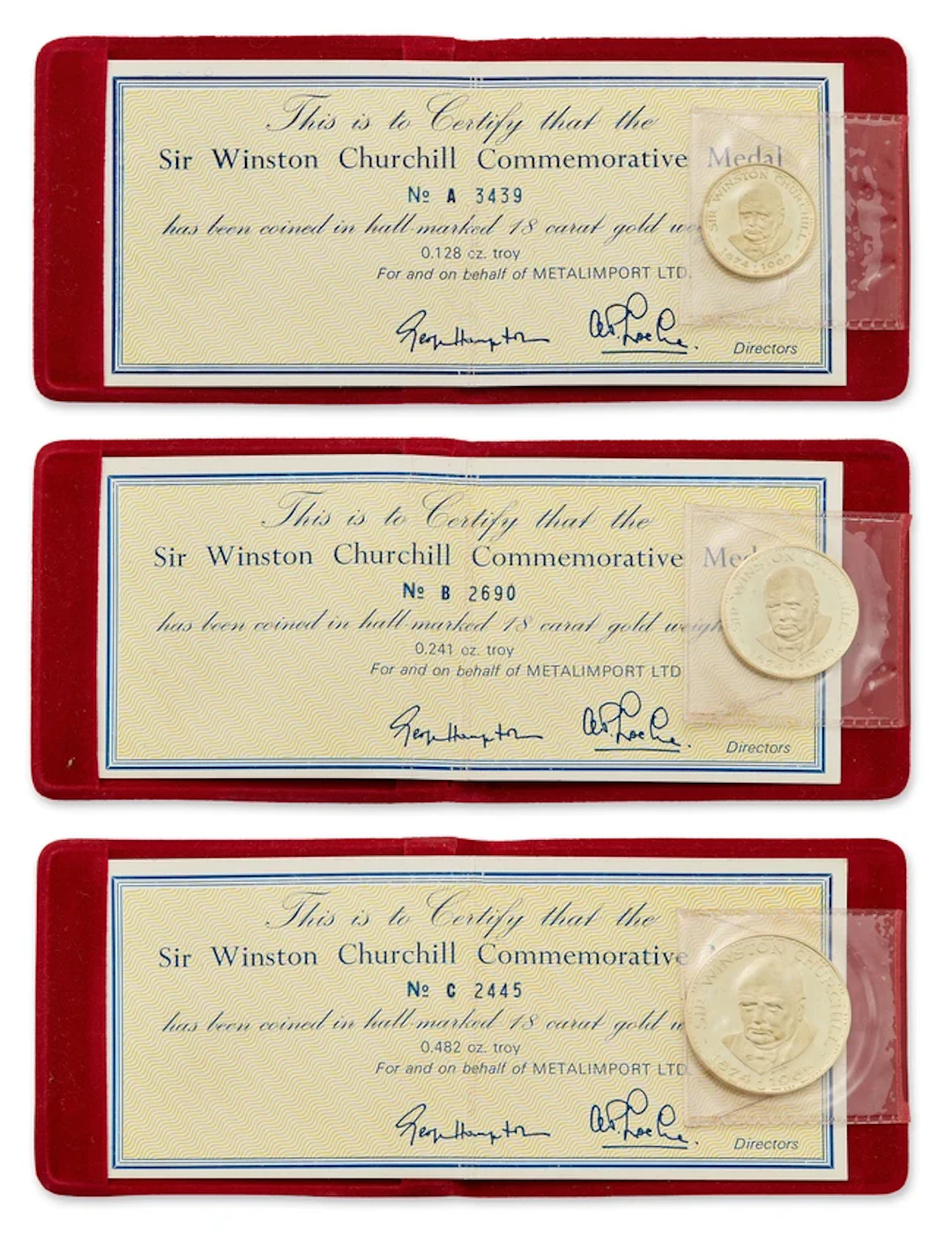 Three Sir Winston Churchill Commemorative Medals