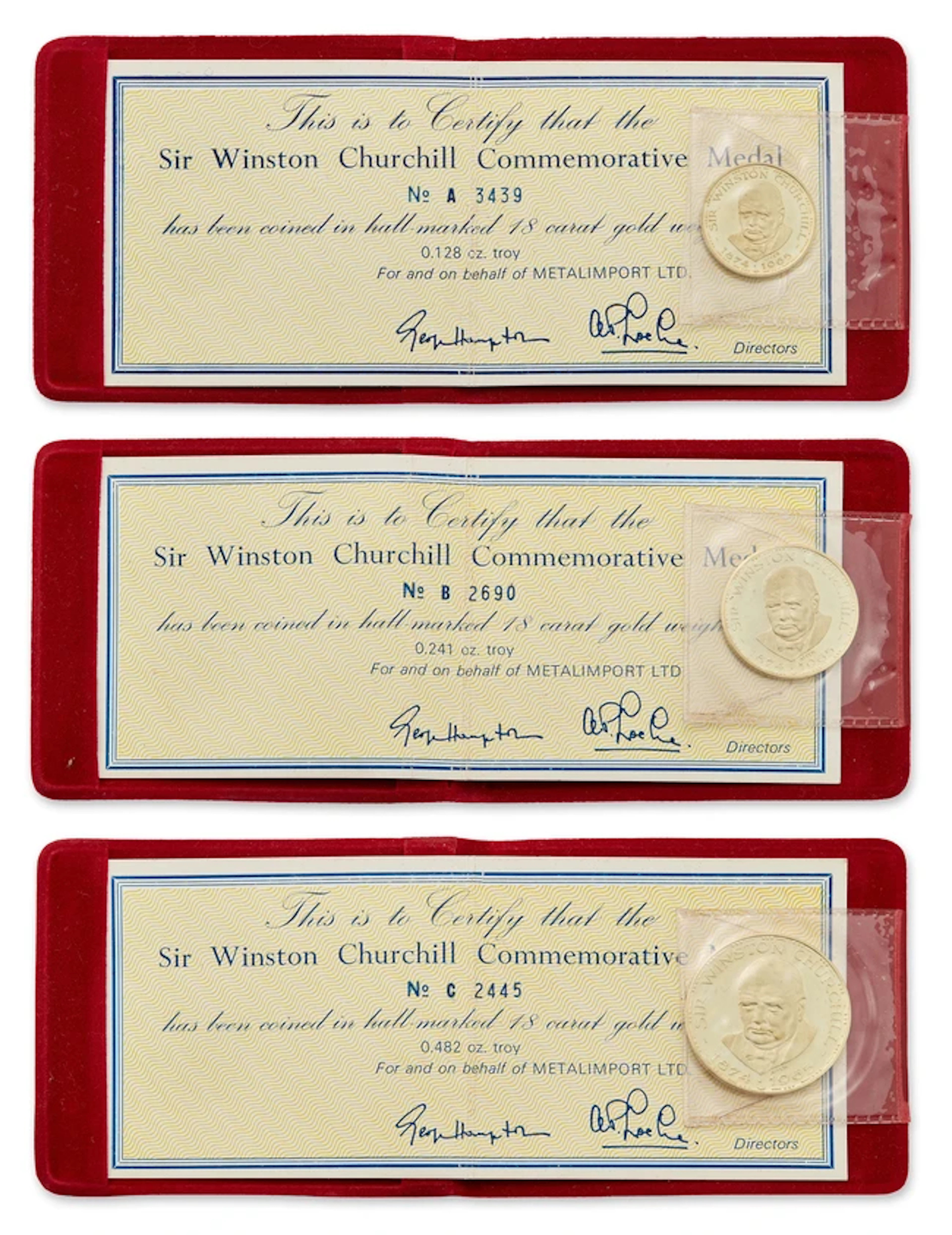 Three Sir Winston Churchill Commemorative Medals