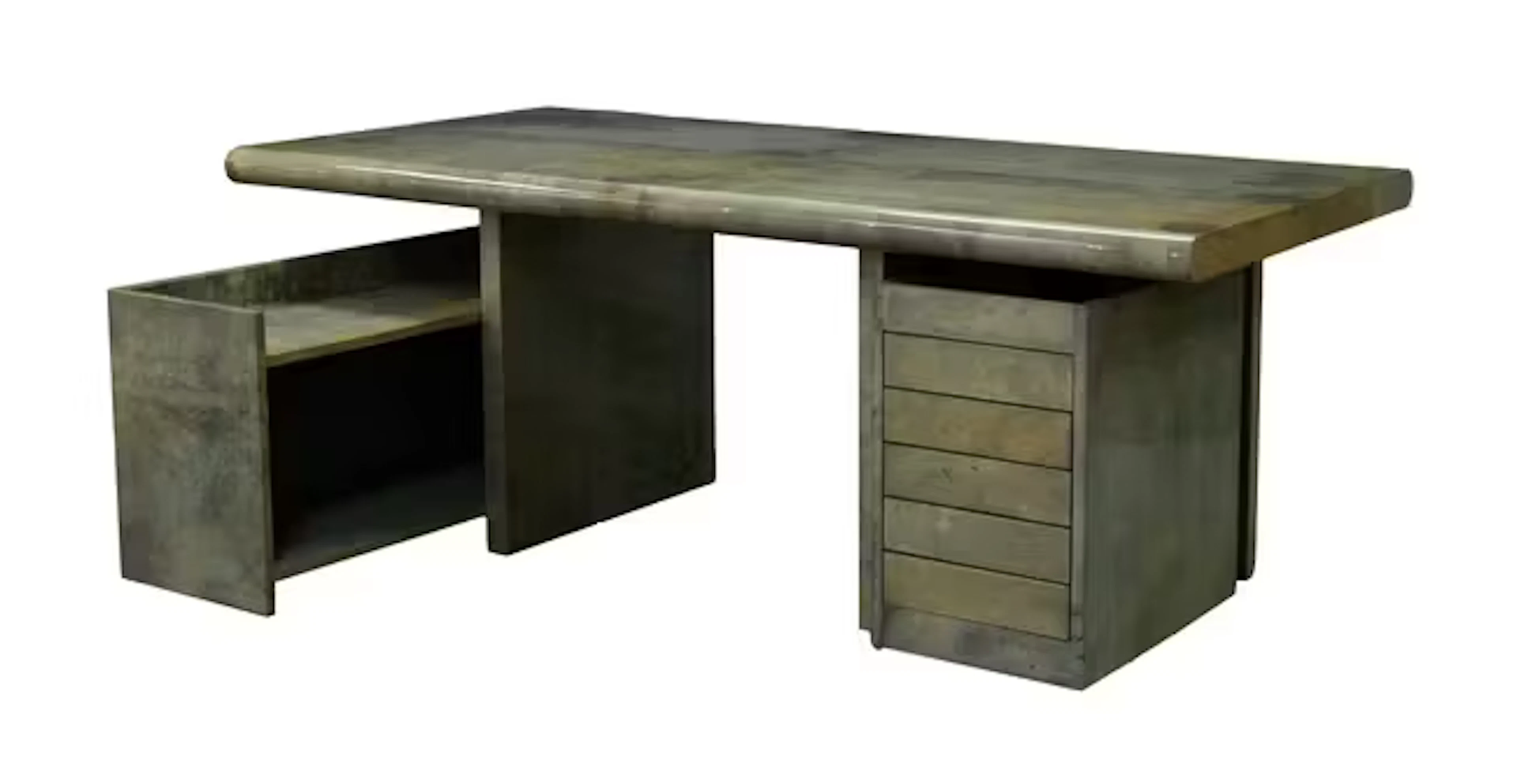 Aldo Tura (1909-1963) Large desk with bank of drawers and shelved unit