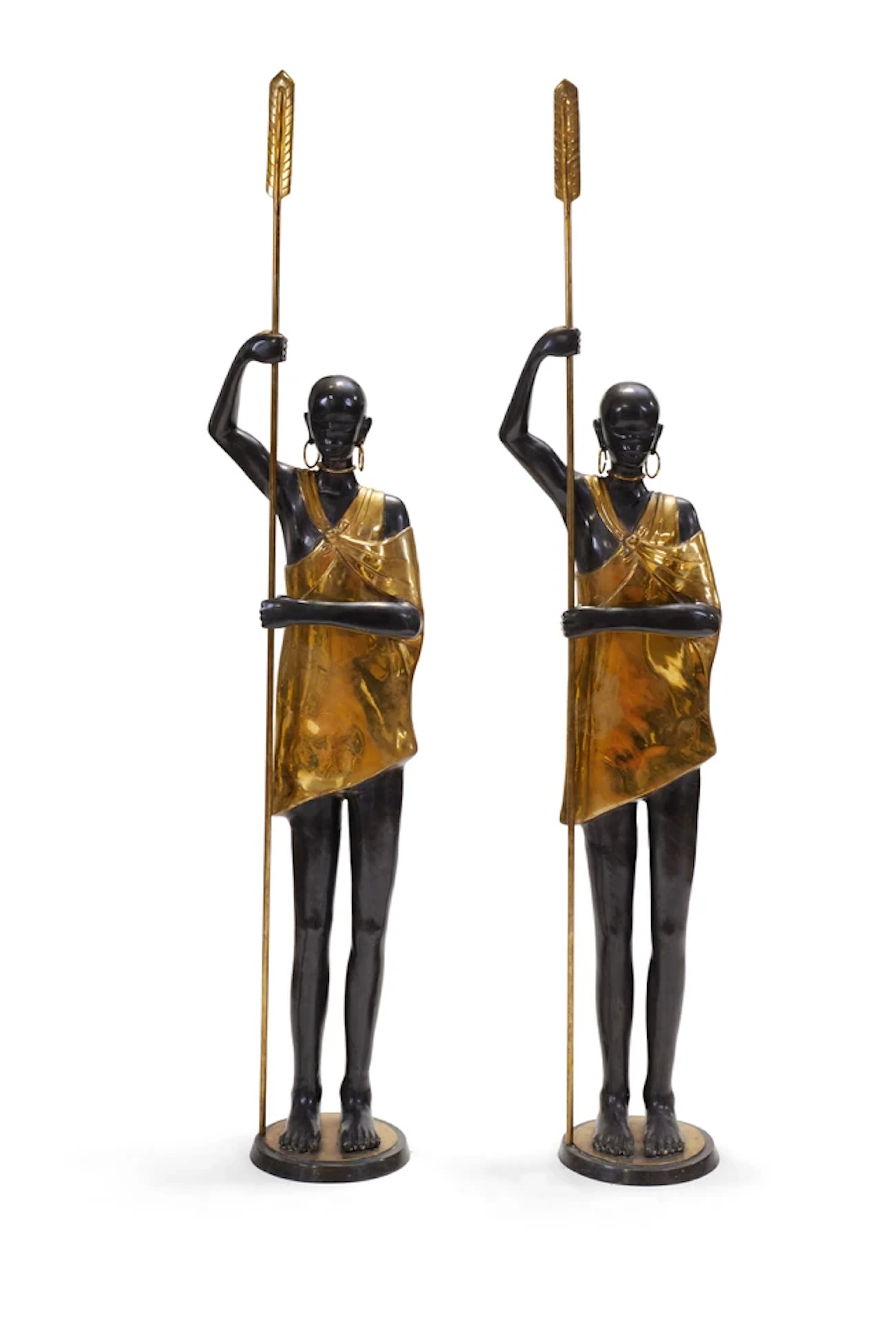 Two modern gilt and patinated bronze standing female figures