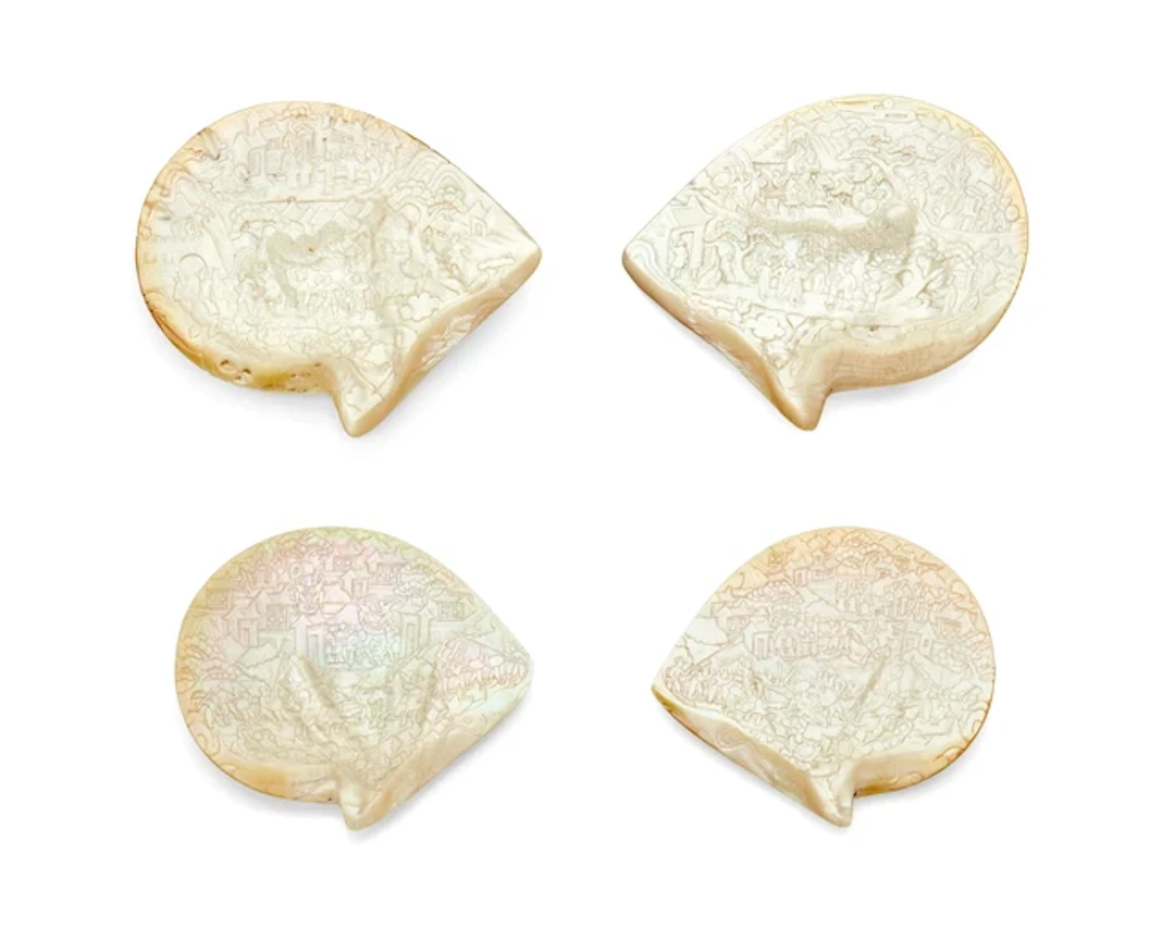 Four Chinese mother of pearl 'Romance of the Three...