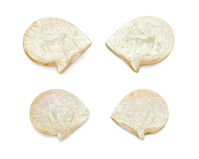 Four Chinese mother of pearl 'Romance of the Three...