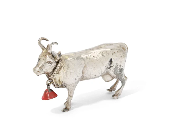 A German silver cow figurine
