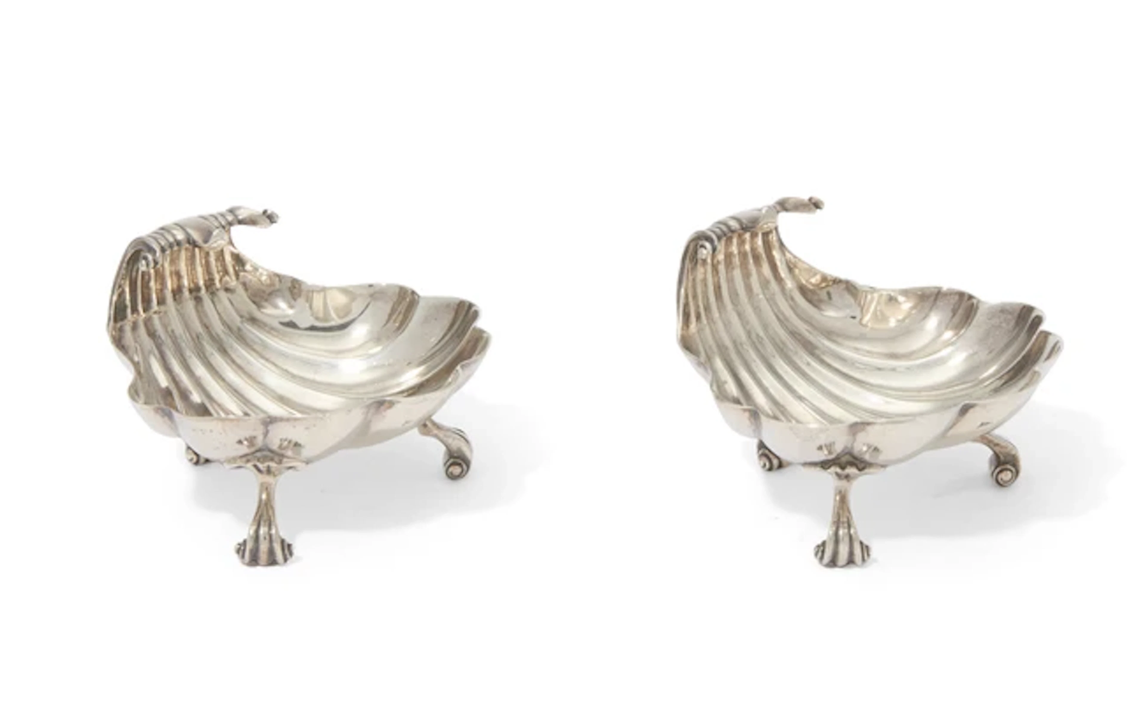 A pair of George V silver butter shells