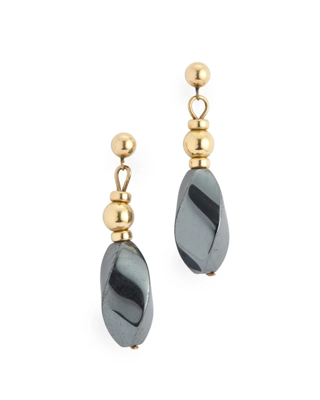 A pair of haematite drop earrings