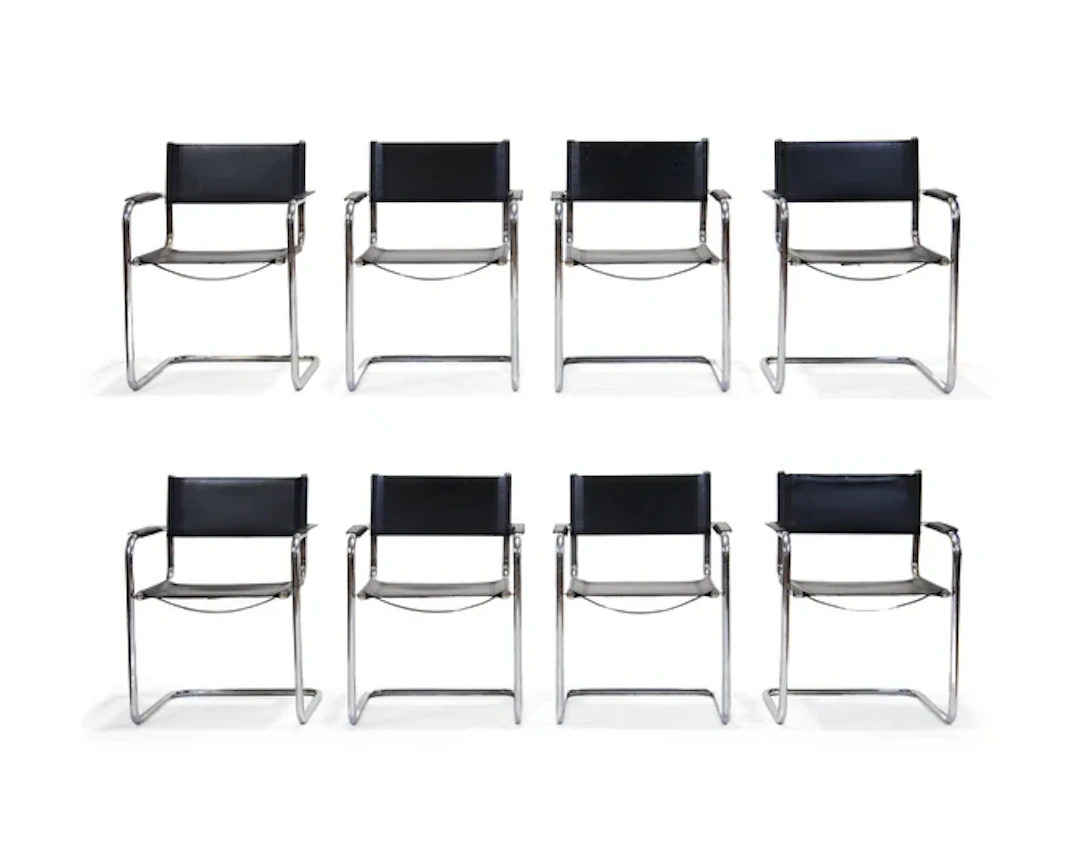 After Mart Stam Eight cantilever dining chairs