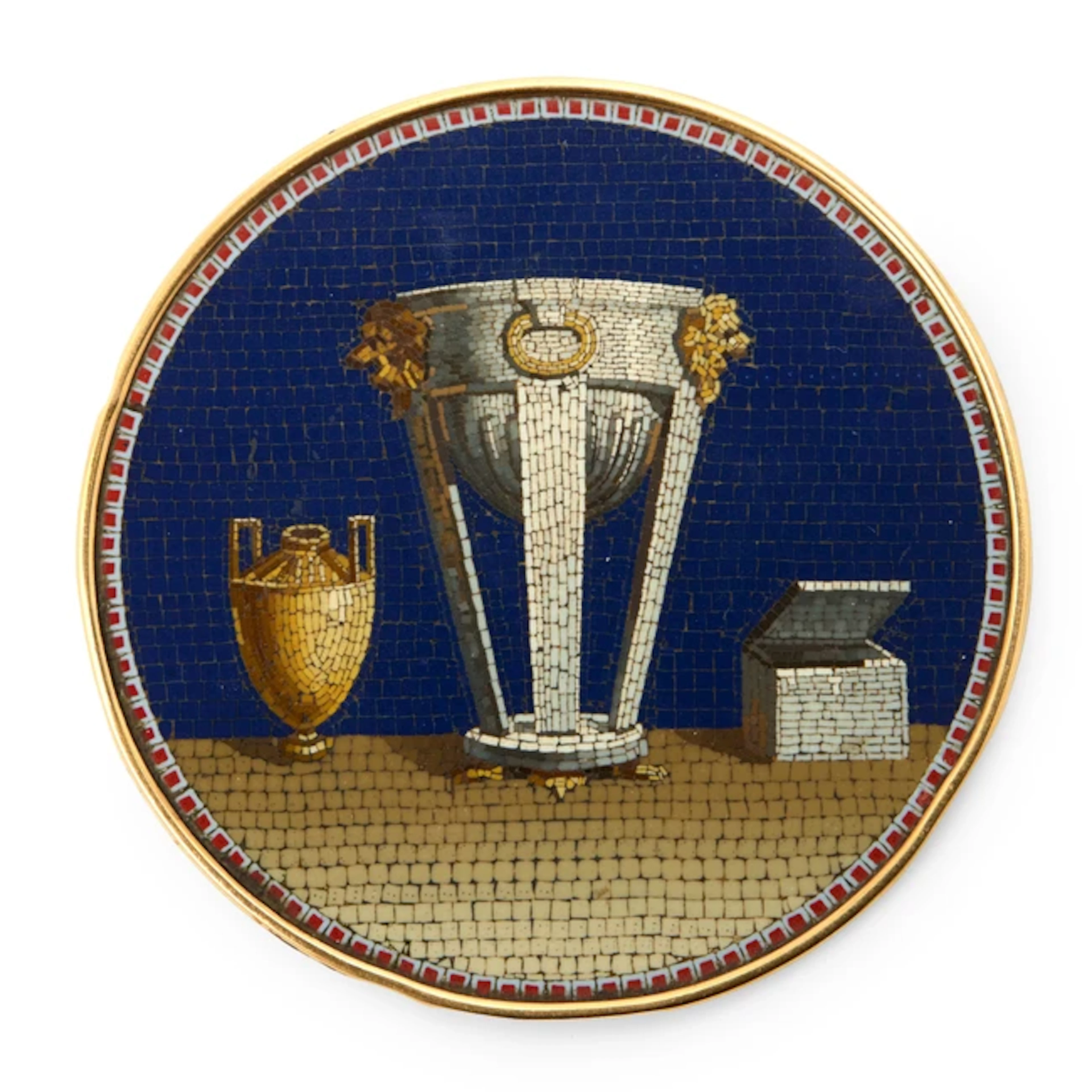 An Italian gold-mounted micromosaic plaque