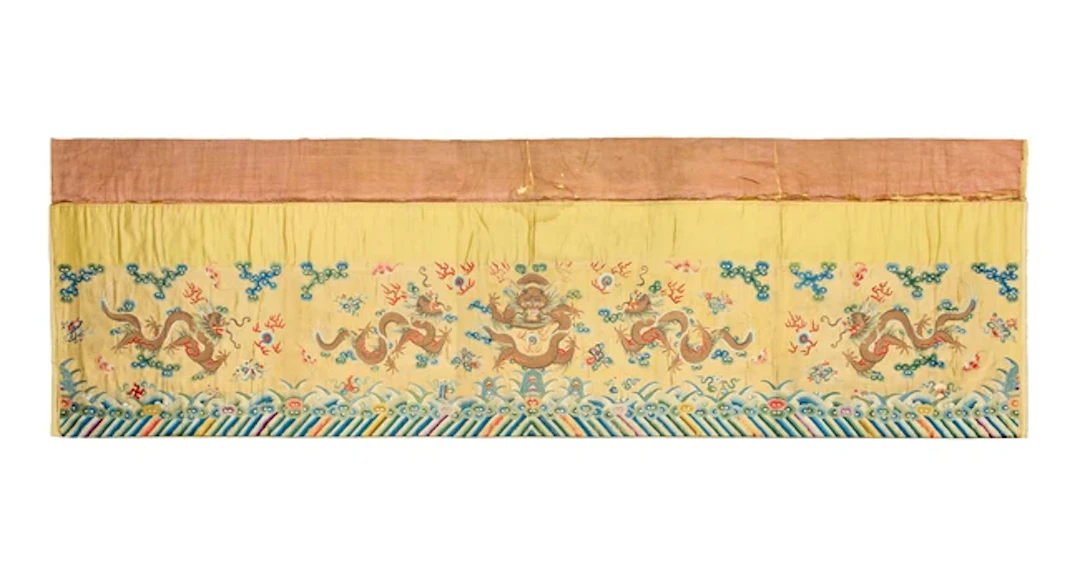 A large imperial yellow-ground embroidered 'dragon and...