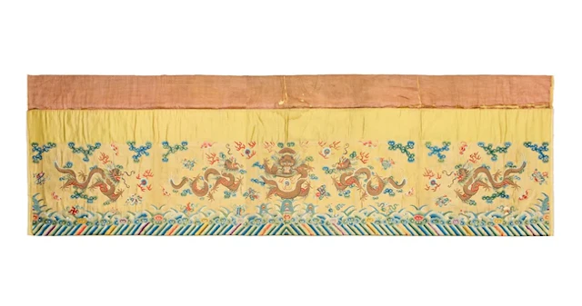 A large imperial yellow-ground embroidered 'dragon and...
