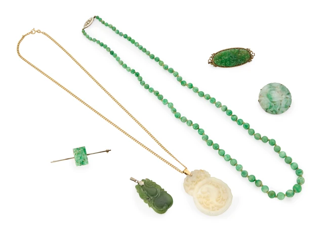 A group of jade jewellery