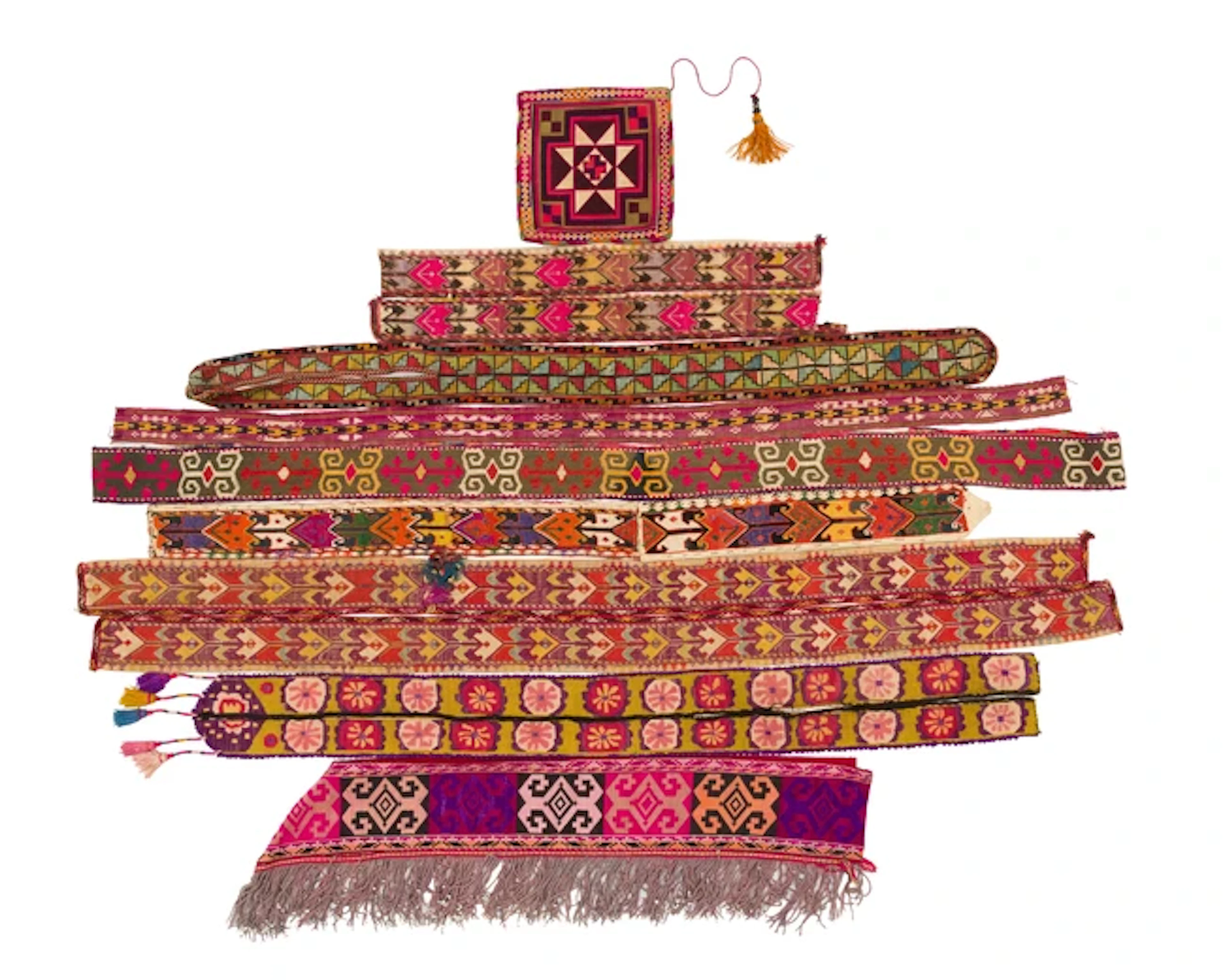 Three embroidered collar pieces
