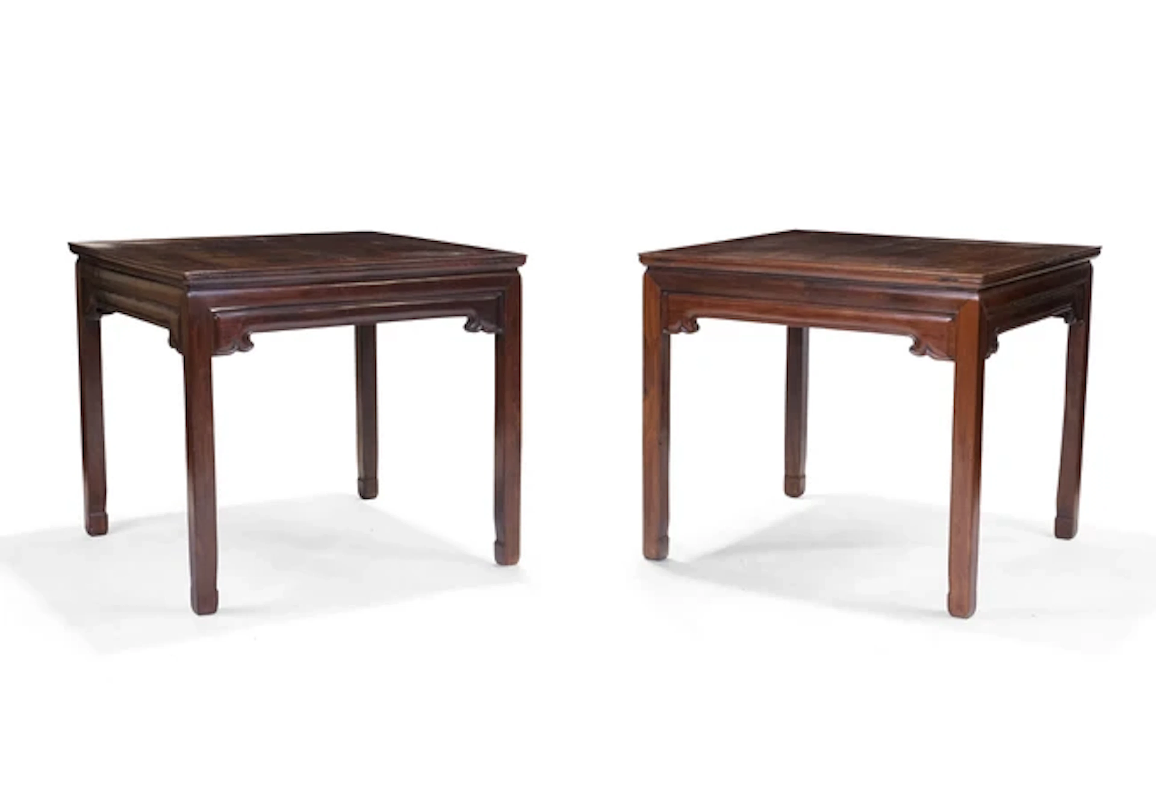 A pair of Chinese hongmu square tables 20th century Each of square form