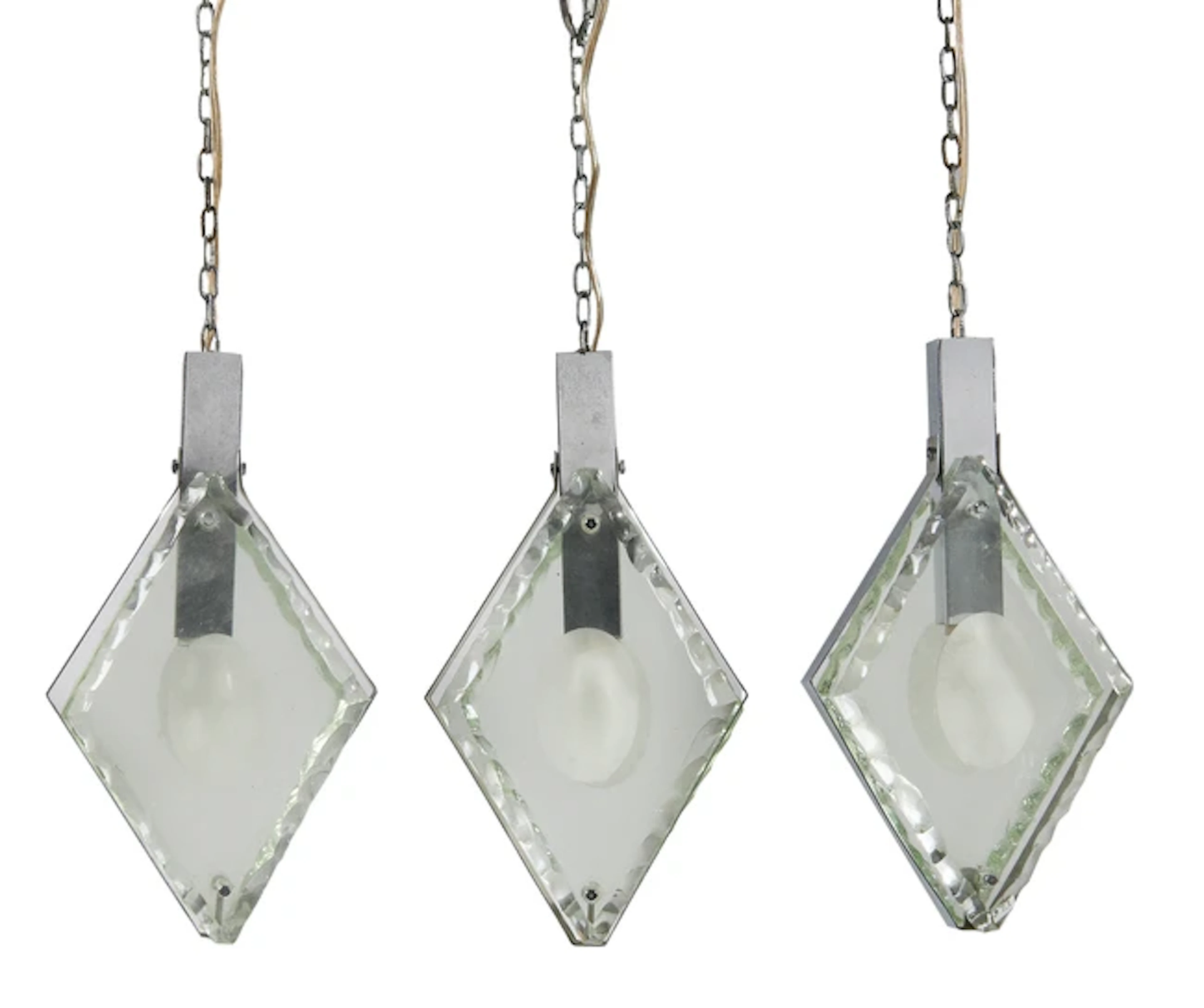 Manner of Max Ingrand Three pendant lights